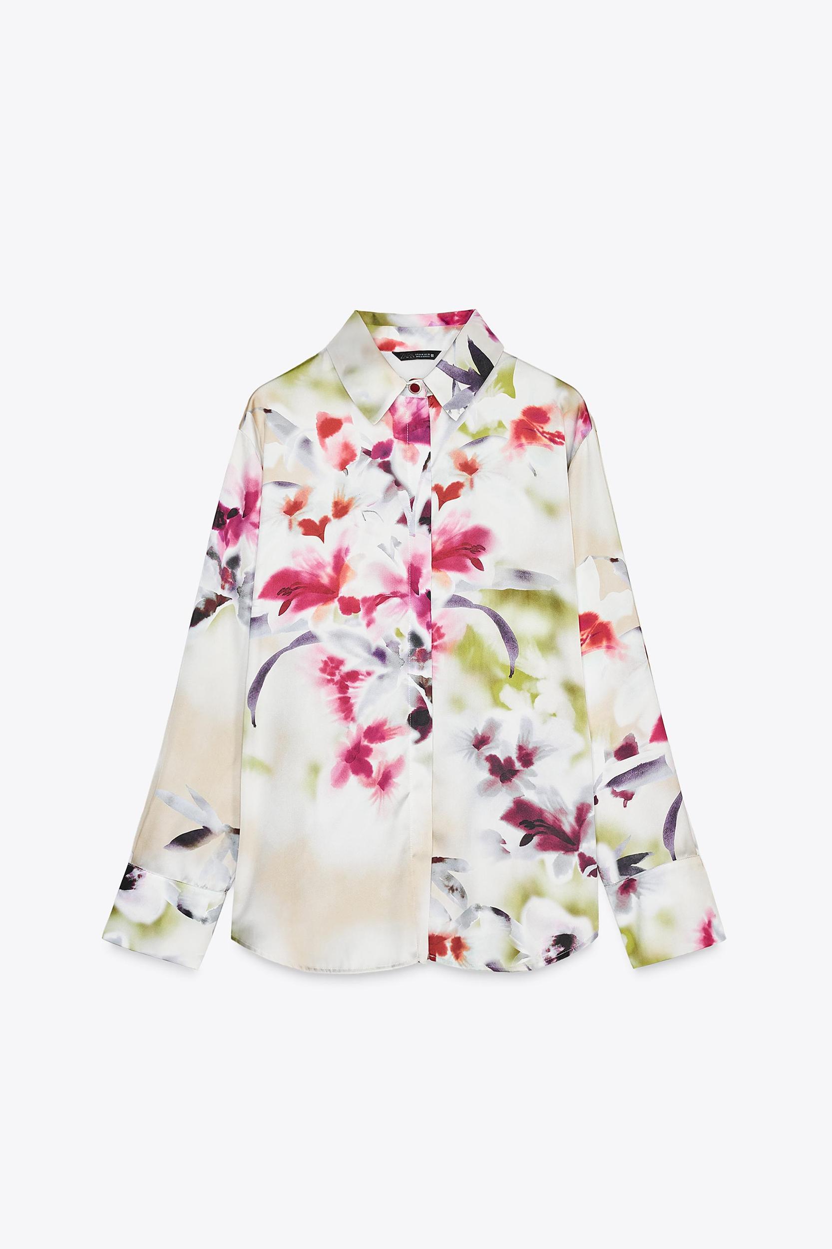 FLORAL PRINT SATIN SHIRT Product Image