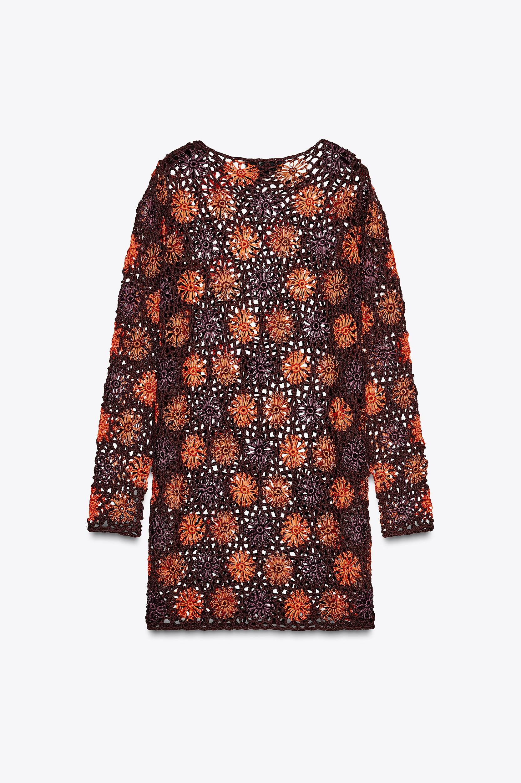 CROCHET KNIT MINI DRESS Product Image