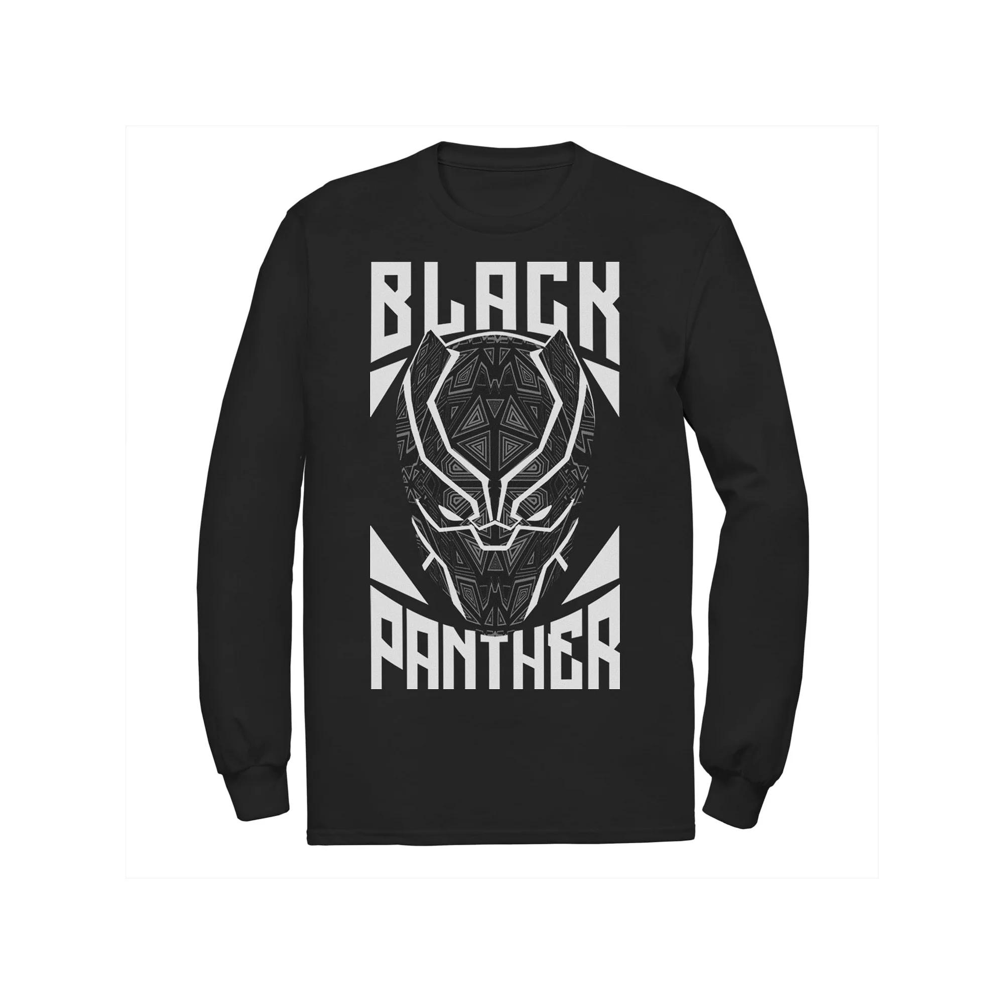 Men's Marvel Avengers Black Panther Geometric Helmet Long Sleeve Graphic Tee, Size: Small Product Image