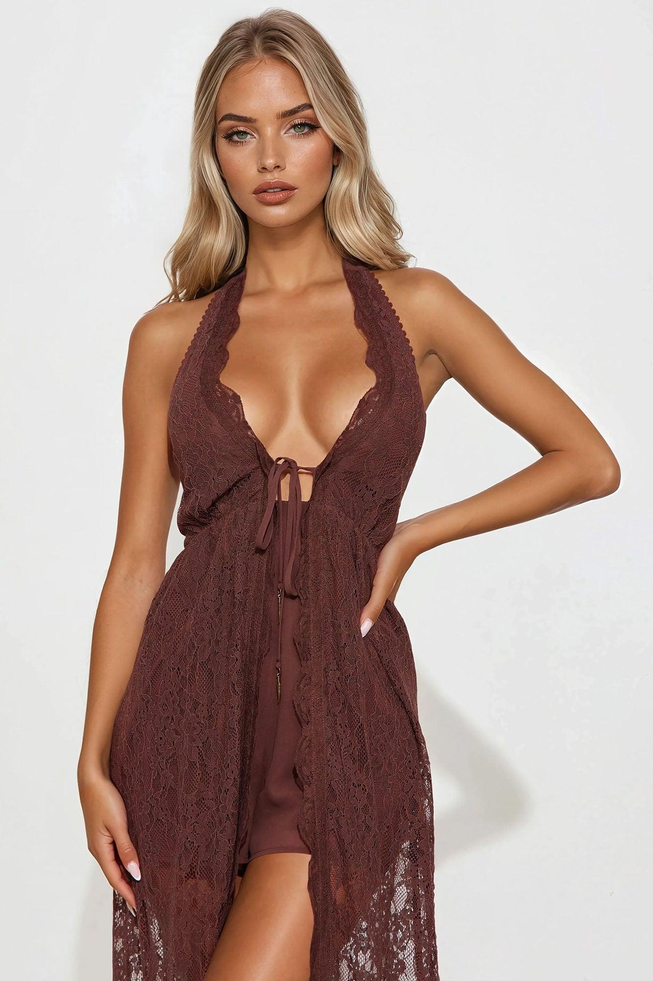 My First Impression Romper - Brown Female Product Image