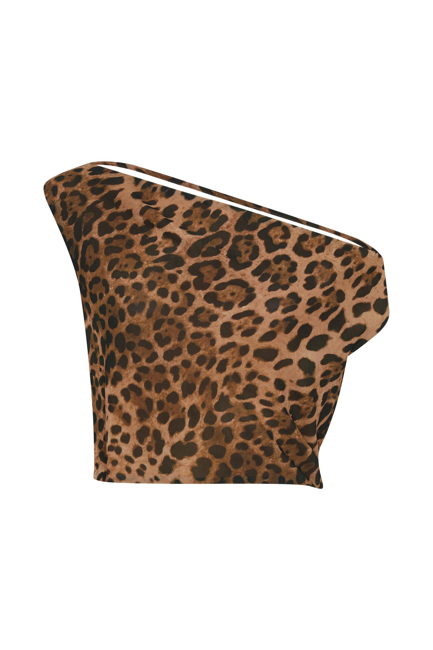 Yvonne Chiffon Off Shoulder Top - Leopard Print Product Image