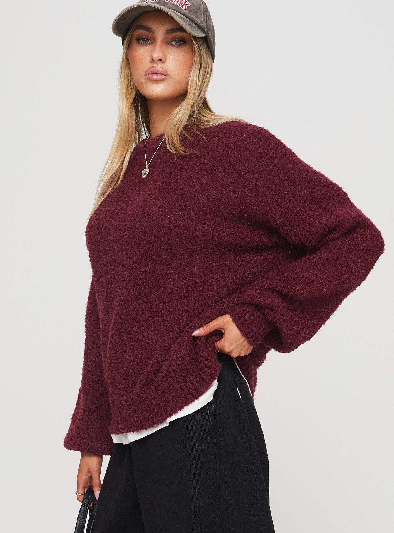 Niomie Knit Sweater Burgundy Product Image