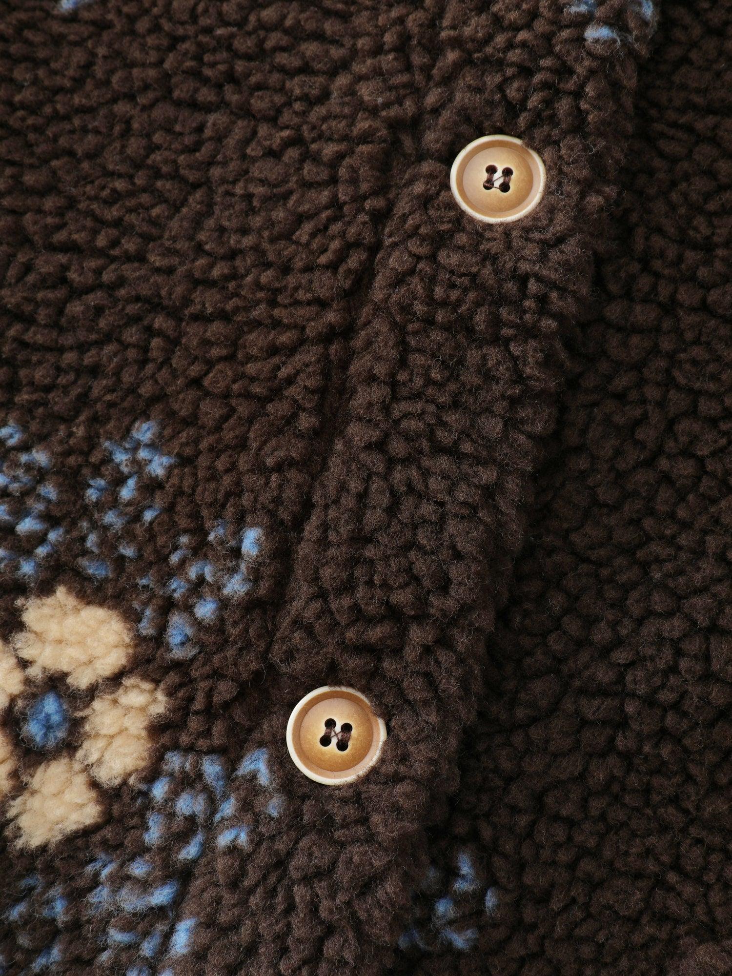 Fluffy Floral Pattern Pocket Coat Female Product Image