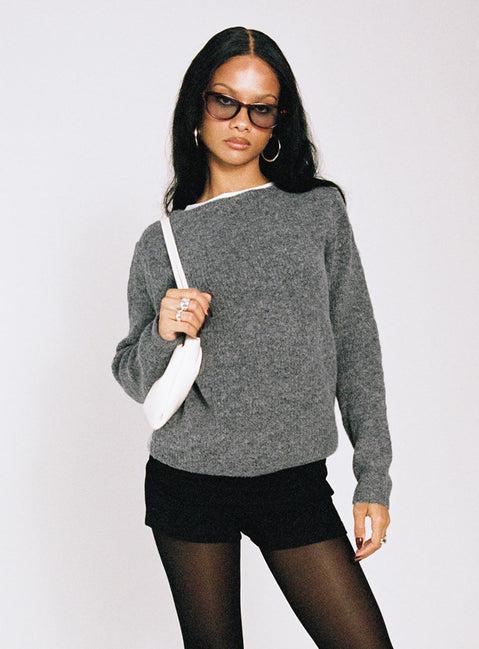 Abrams Rib Knit Crew Sweater Charcoal Marle Product Image