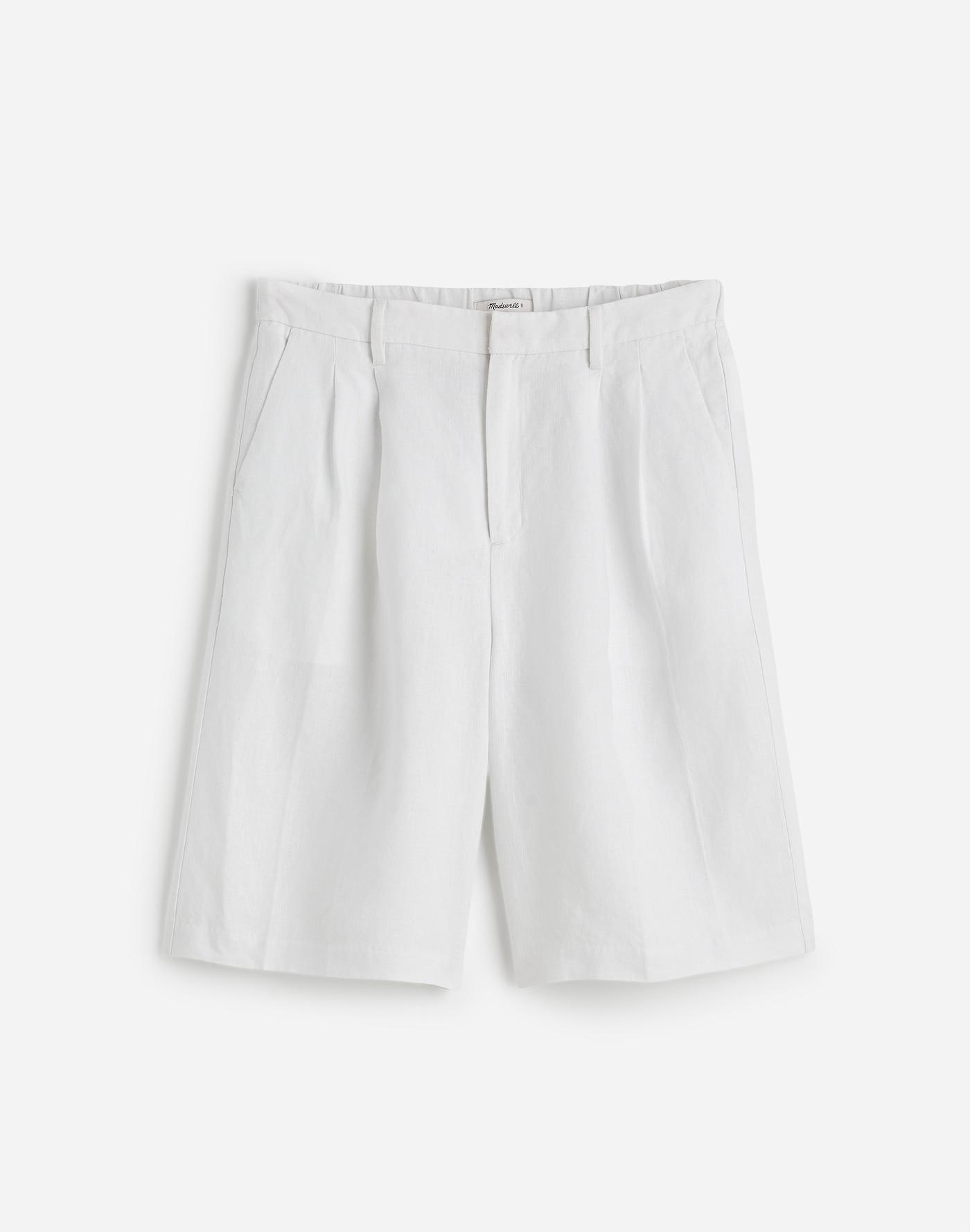 Relaxed Pleated Trouser Shorts in 100% Linen Product Image