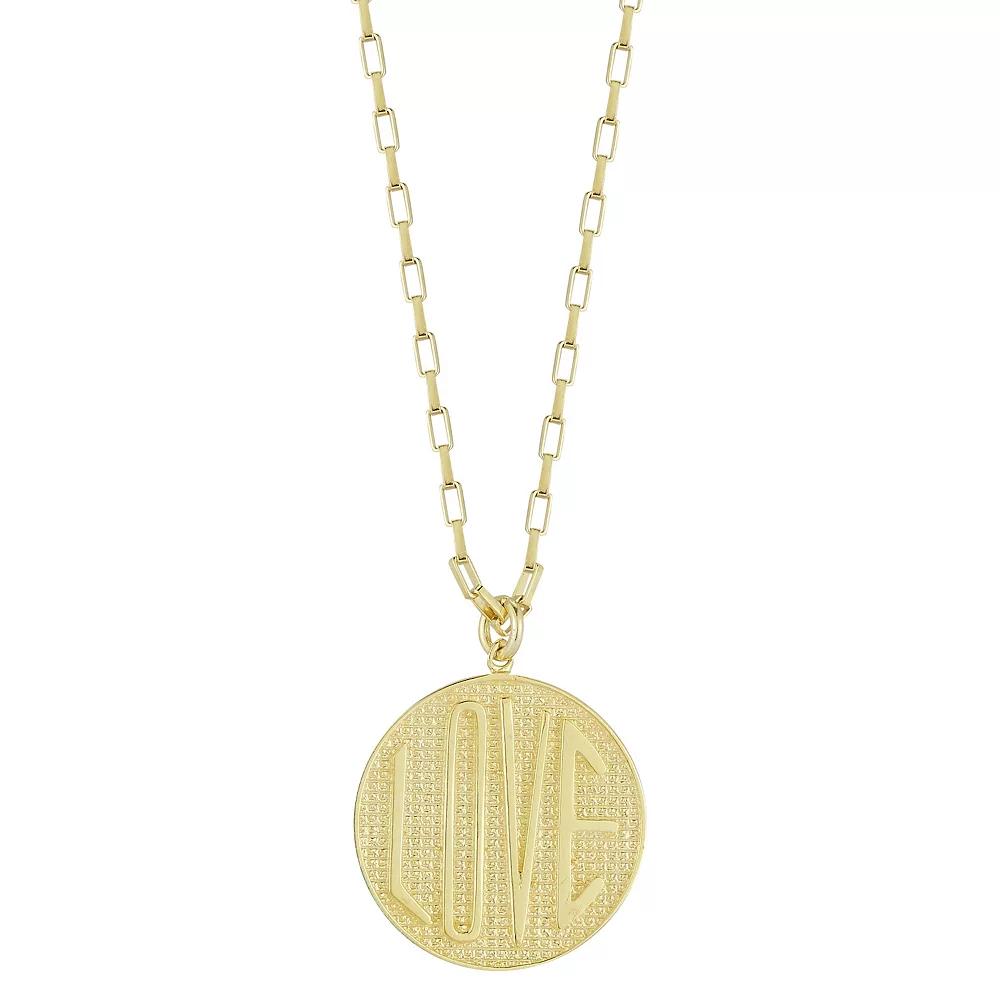 Sunkissed Sterling Sterling Silver Love Medallion Necklace, Women's, Size: 18", Gold Tone Product Image