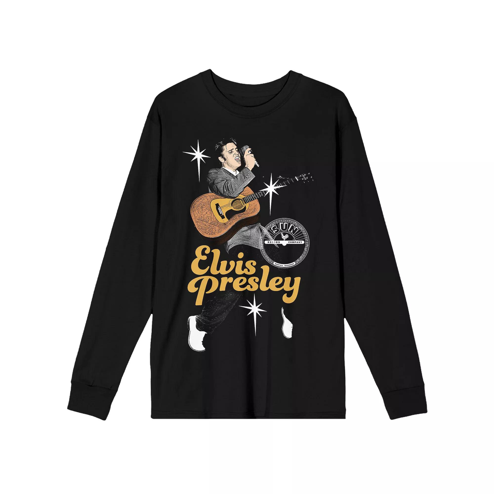 Men's Sun Records Elvis Presley Long Sleeve Graphic Tee, Size: Large 30, Black Product Image