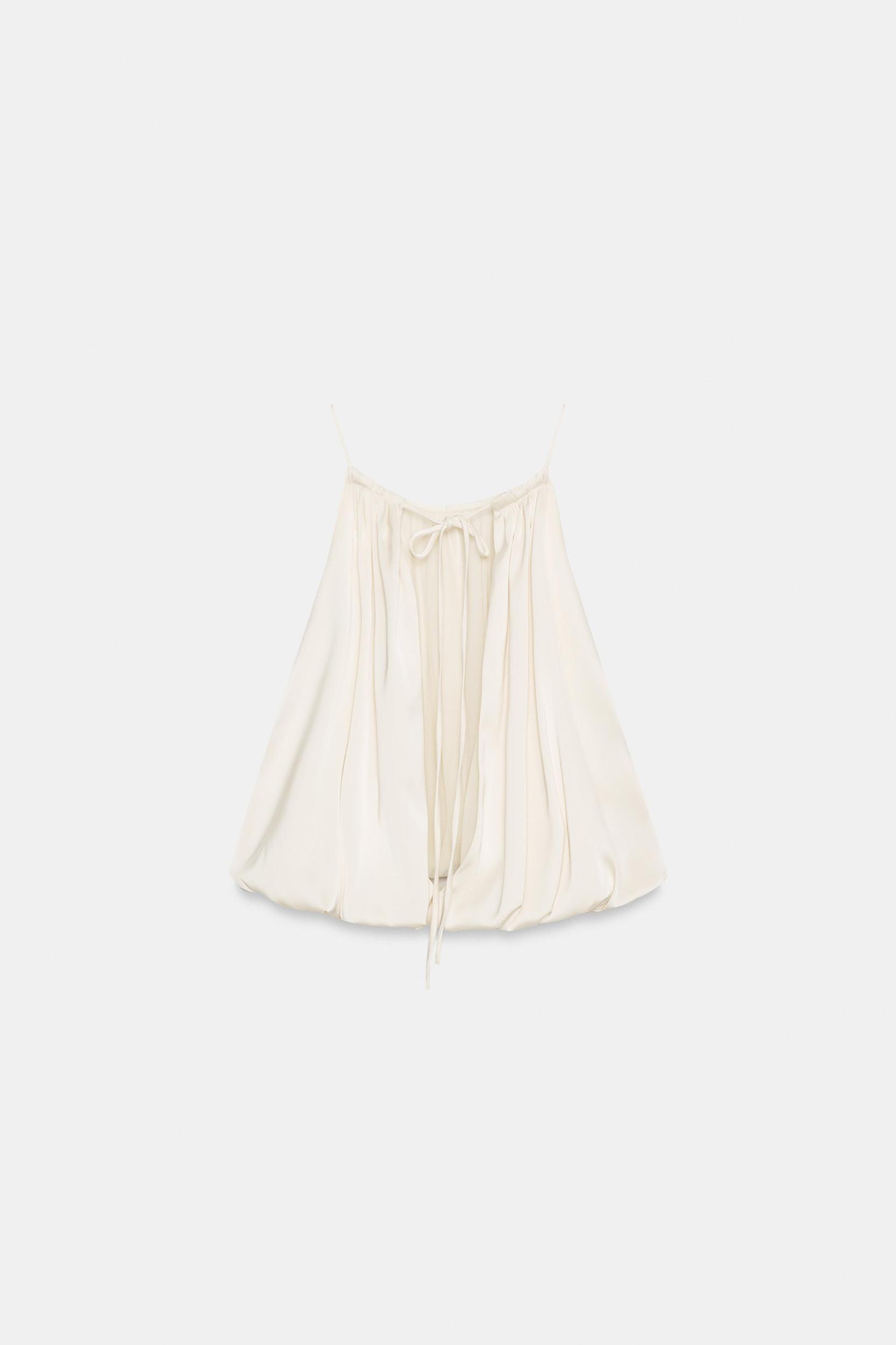 SATIN BALLOON HALTER CROP TOP Product Image