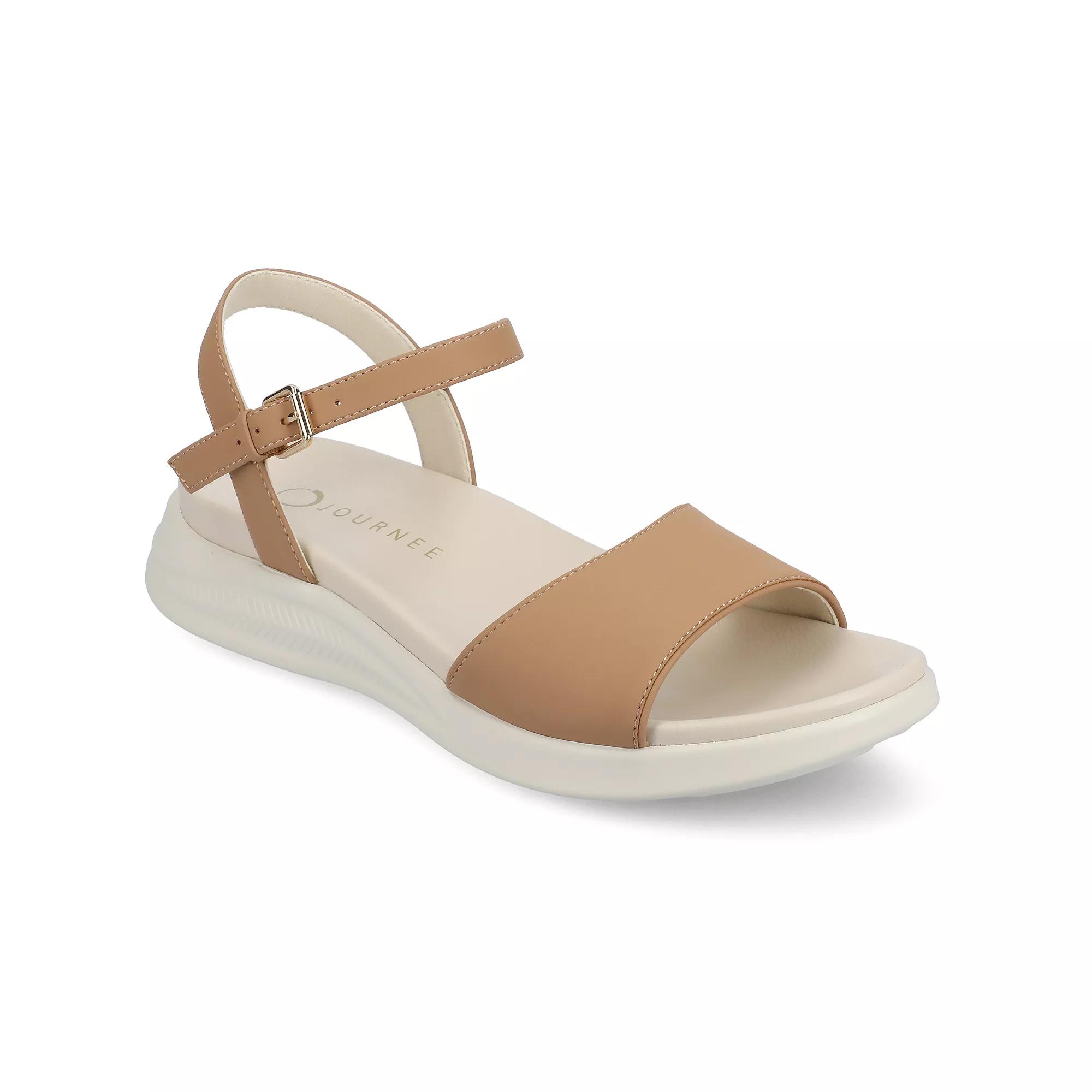 Journee Jaylee Ankle Strap & Buckle Womens Sandals Brown Product Image