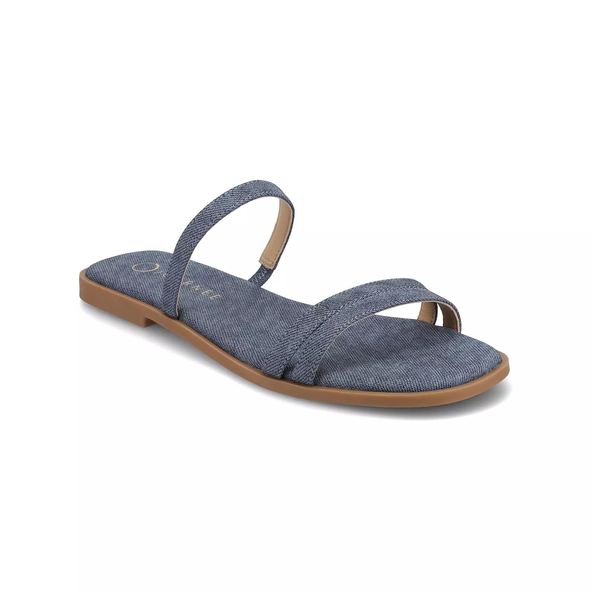 Journee Women's Multi Strap Slide On Flat Sandals,  Product Image