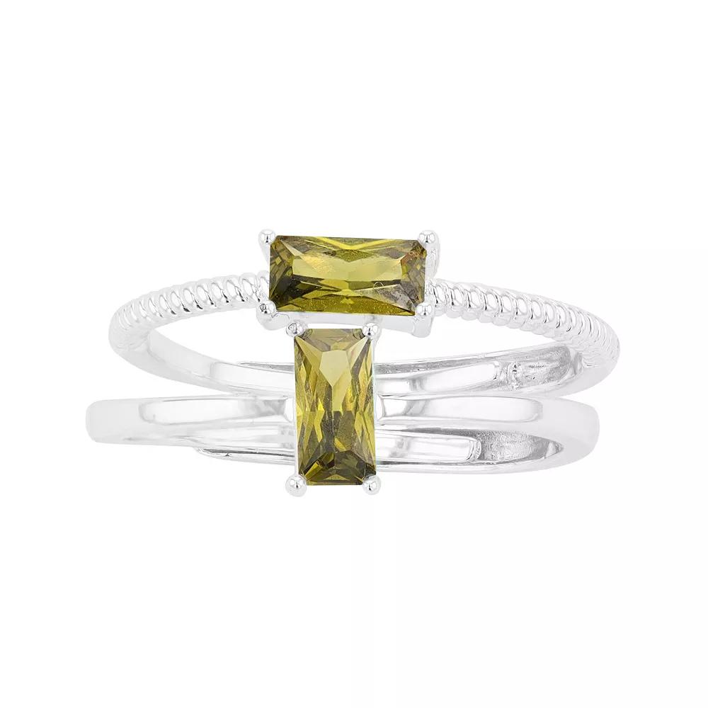City Luxe Birthstone Simulated Gemstone Duo Ring Set, Women's, Silver Tone August Product Image
