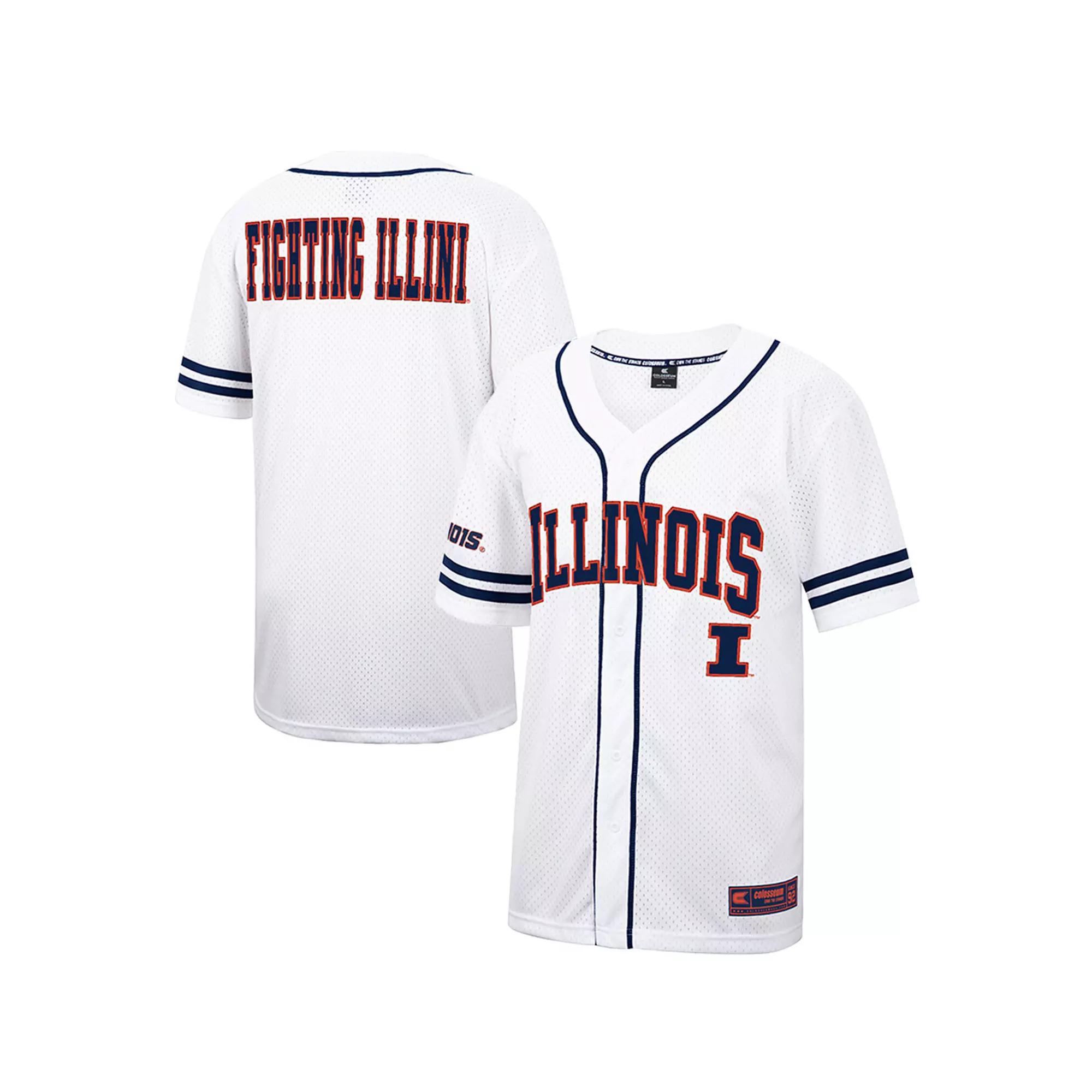 Men's Colosseum White Illinois Fighting Illini Free Spirited Mesh Button-Up Baseball Jersey, Size: XL Product Image