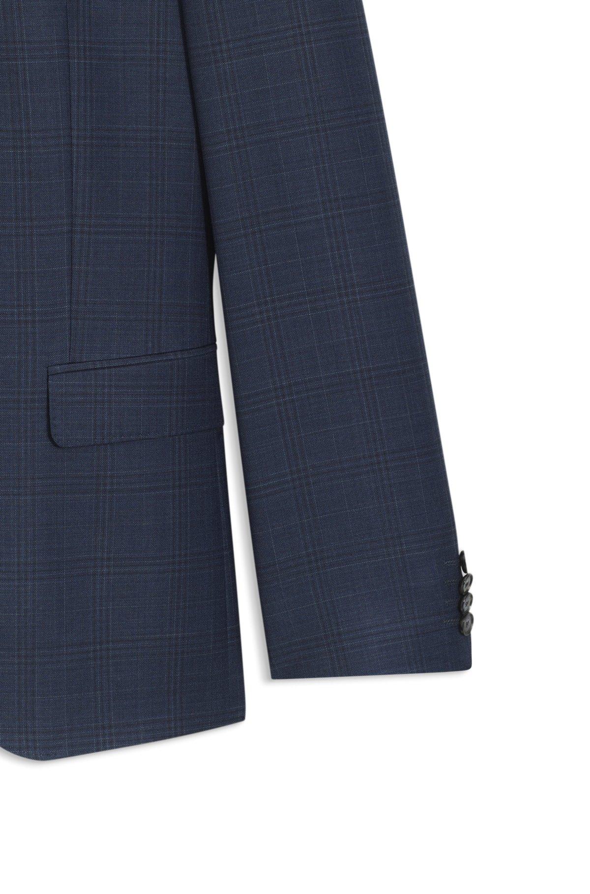BOSS - Slim-fit three-piece suit in checked wool - Dark Blue Product Image