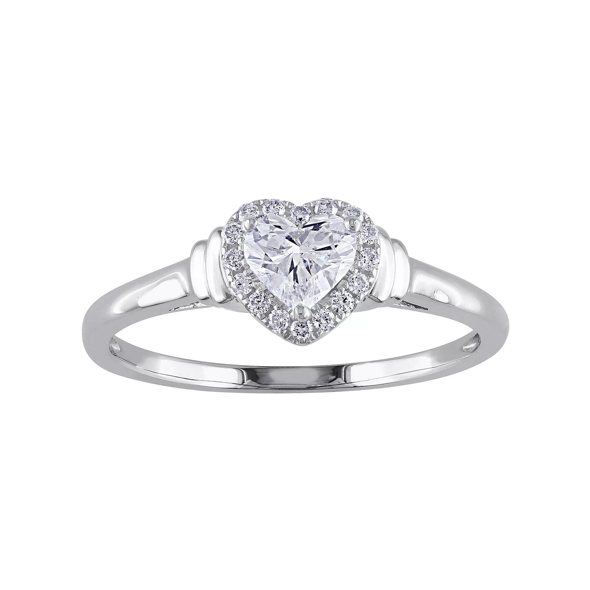 Stella Grace 14k White Gold 1/2 Carat T.W. Diamond Heart Engagement Ring, Womens 14k Whgold Product Image