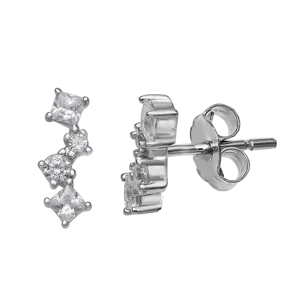 PRIMROSE Sterling Silver Cubic Zirconia Cluster Stud Earrings, Women's, Silver Tone Product Image