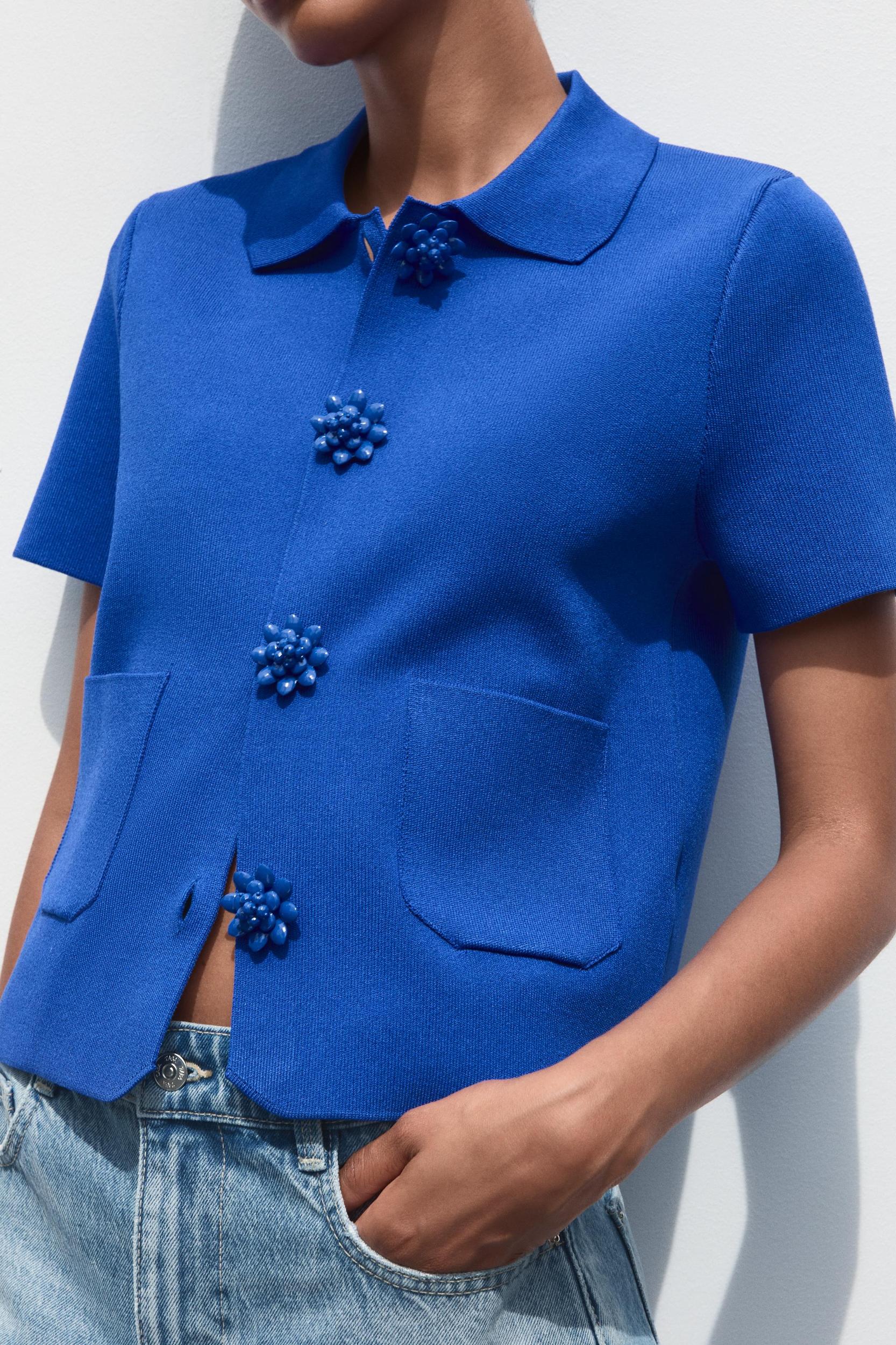 BEADED BUTTON CARDIGAN Product Image