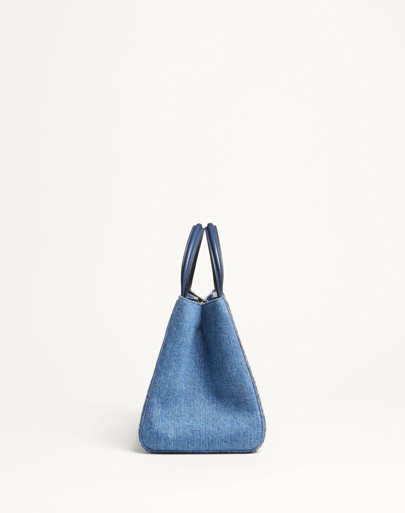Valentino Garavani Alltime Medium Handbag In Denim With Embroidered Strap Product Image