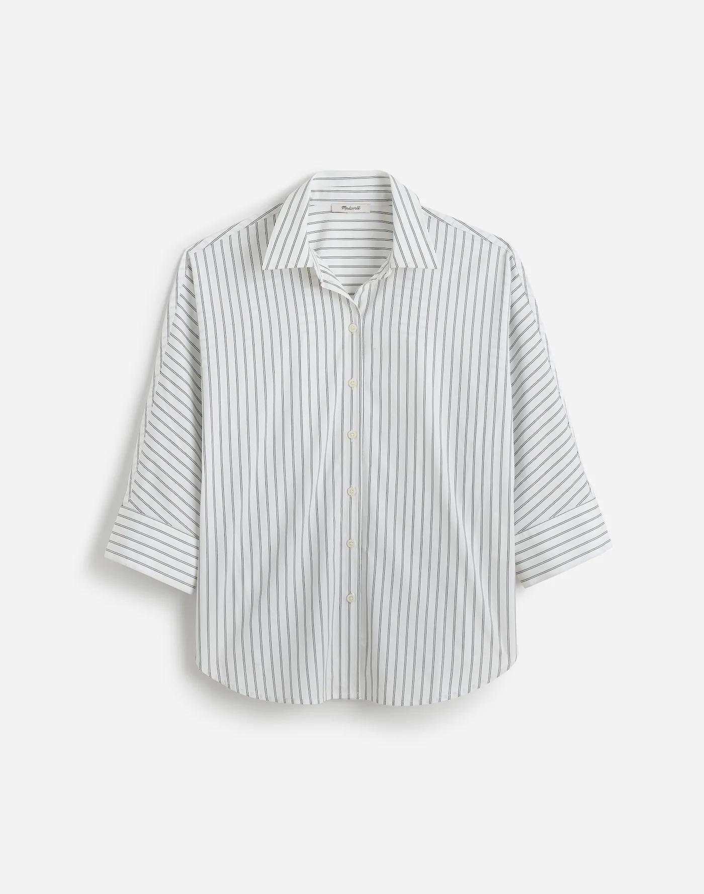 Poplin Oversized Button-Up Shirt in Stripe Product Image