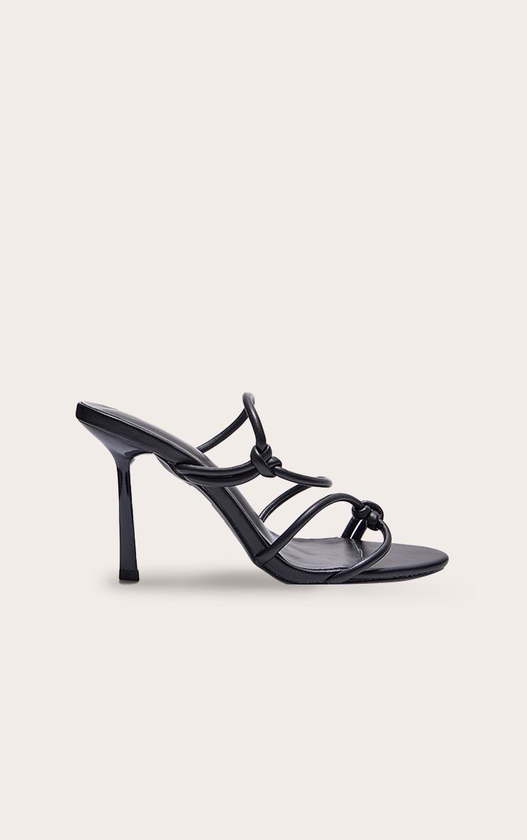 Black PU  Round Toe Heeled Mules Product Image