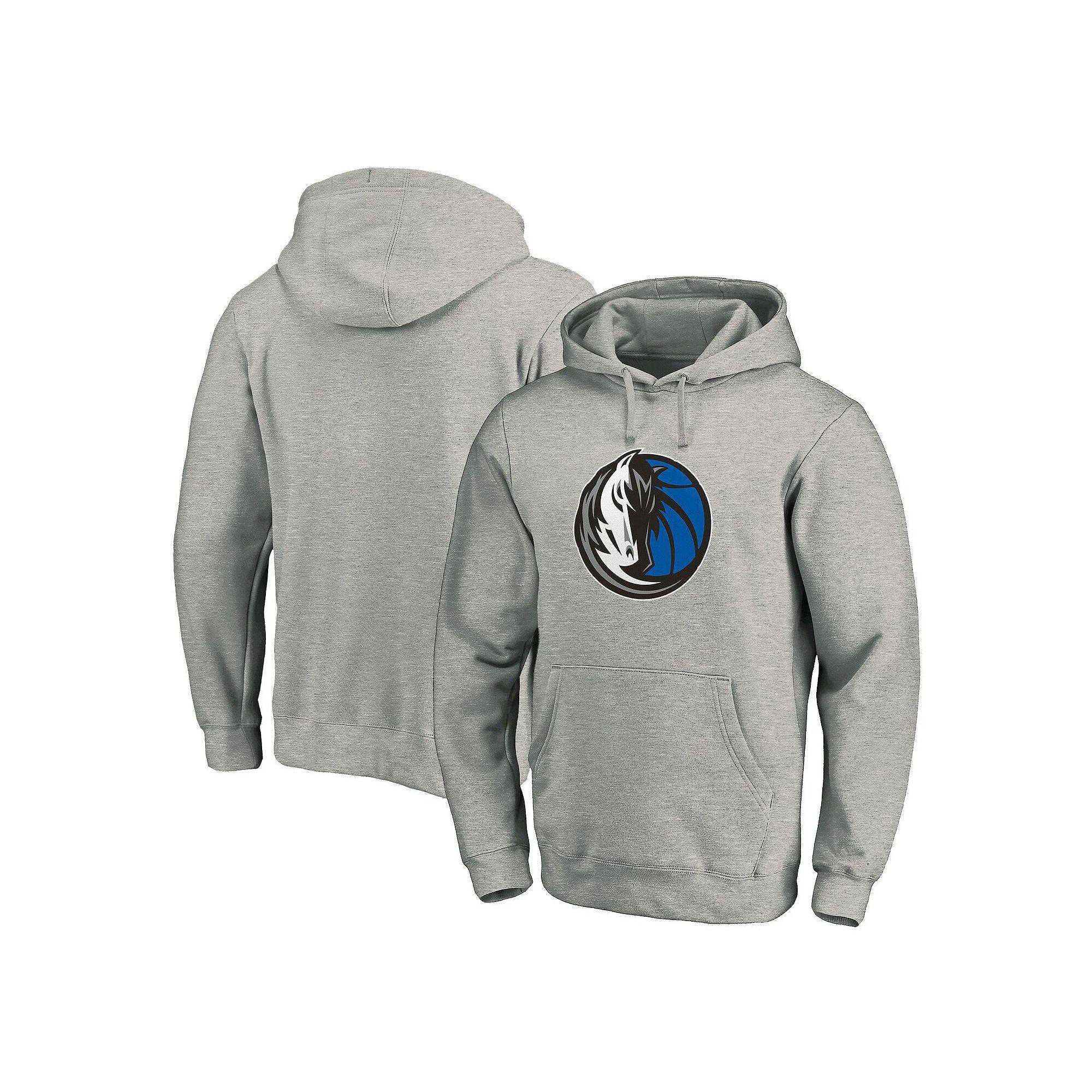 Men's Fanatics Branded Heather Gray Dallas Mavericks Team Primary Logo Fitted Pullover Hoodie, Size: 5XL, Grey Product Image