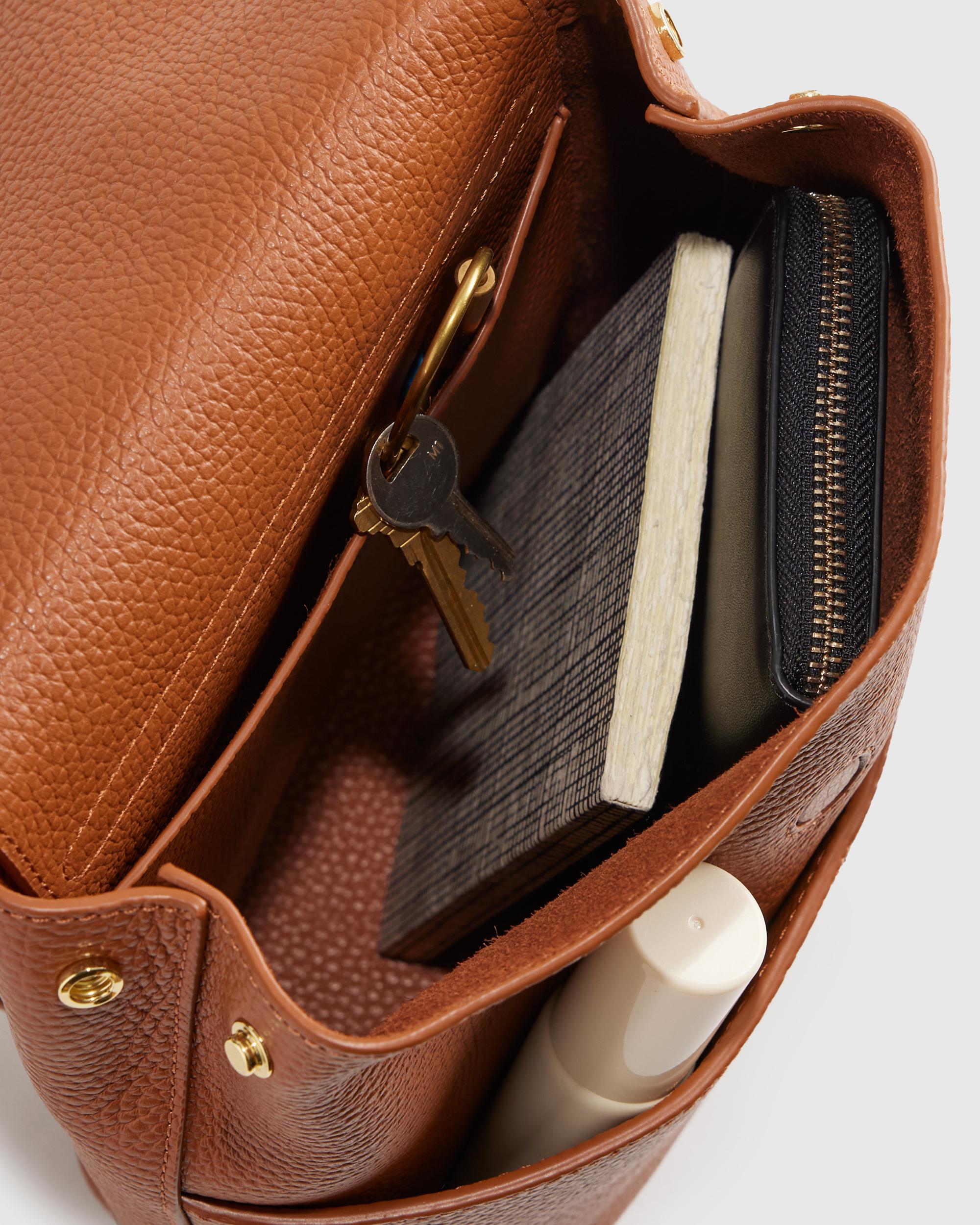 Quince | Women's Italian Leather Small Backpack in Cognac Product Image