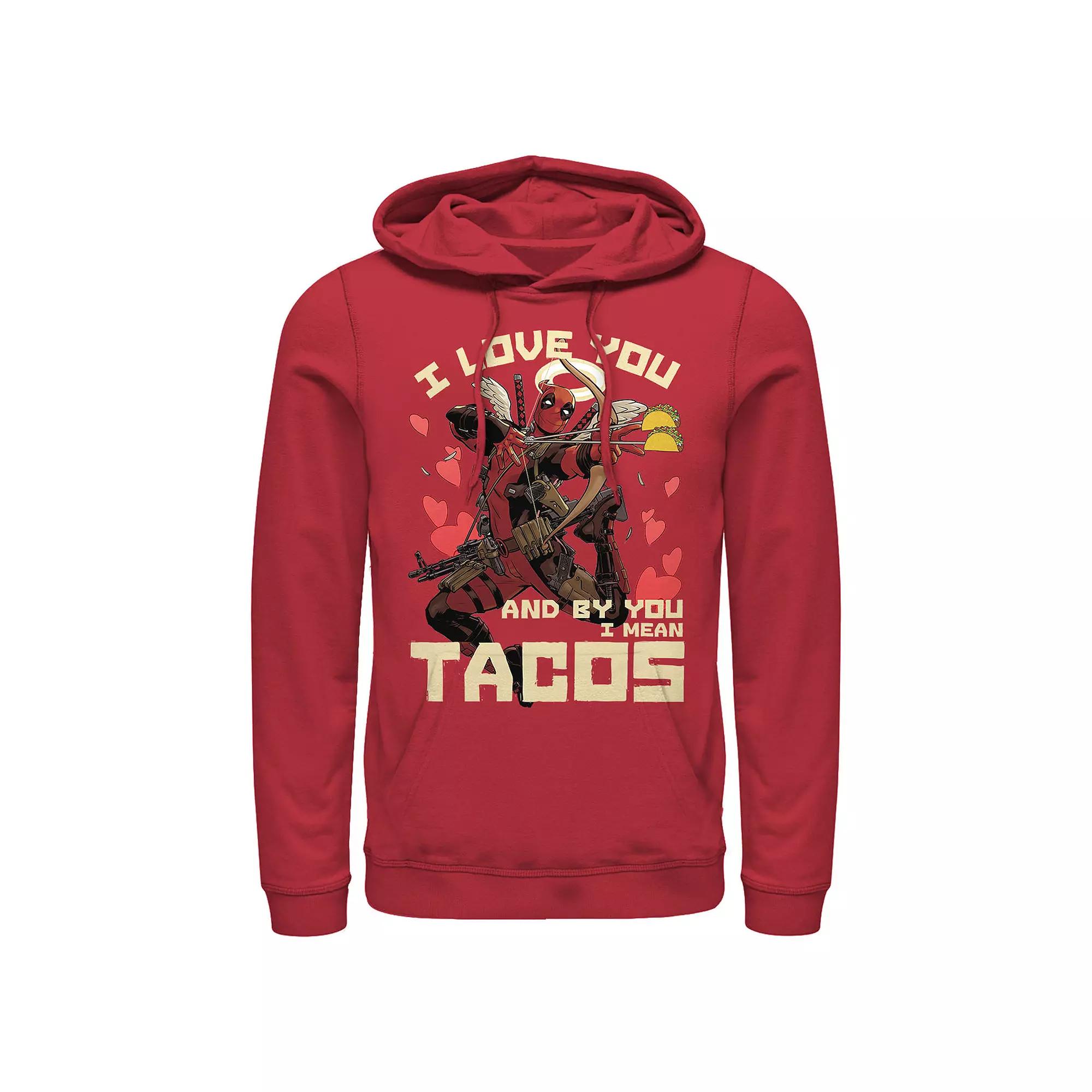 Marvel's Deadpool I Love Tacos Men's Graphic Hoodie, Size: Large, Red Product Image