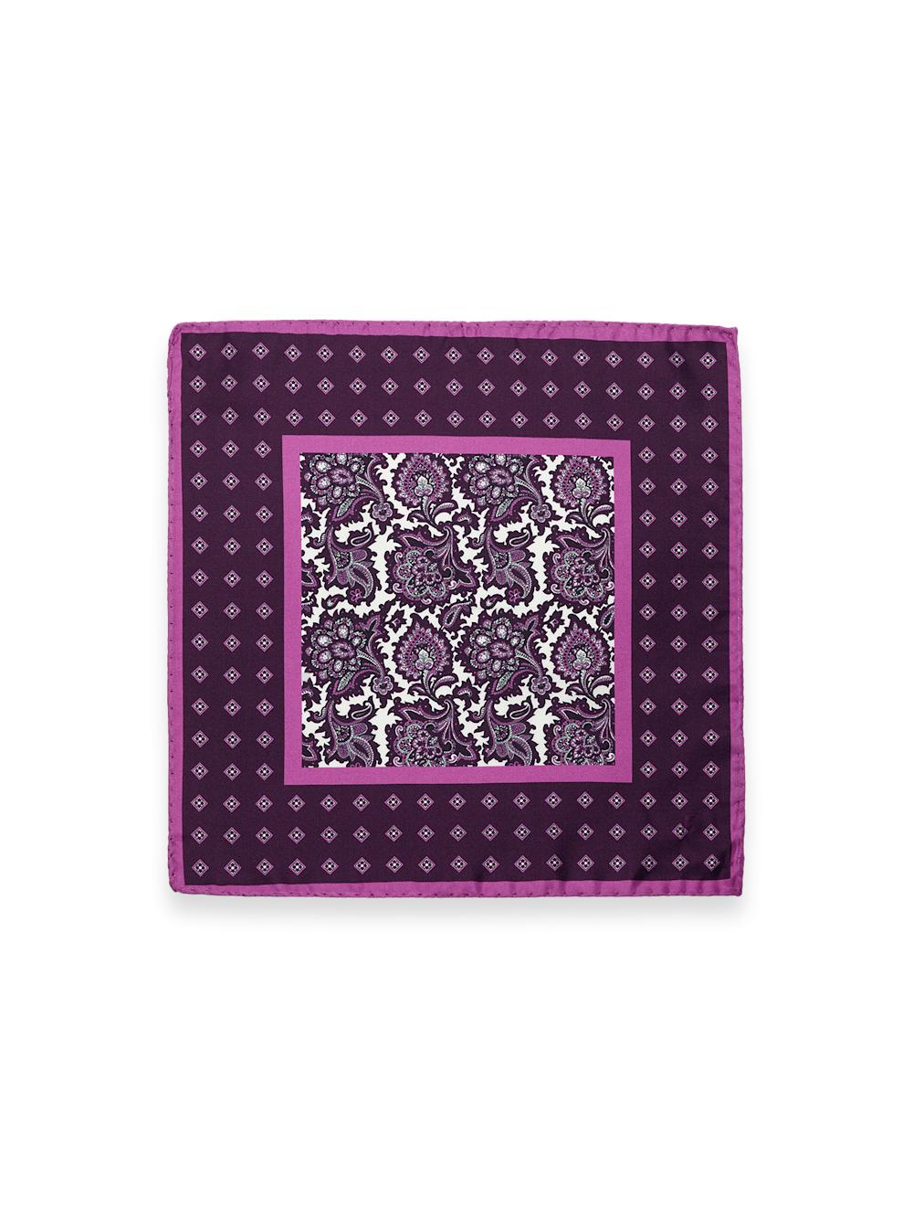Medallion Silk Pocket Square - Purple Multi Product Image