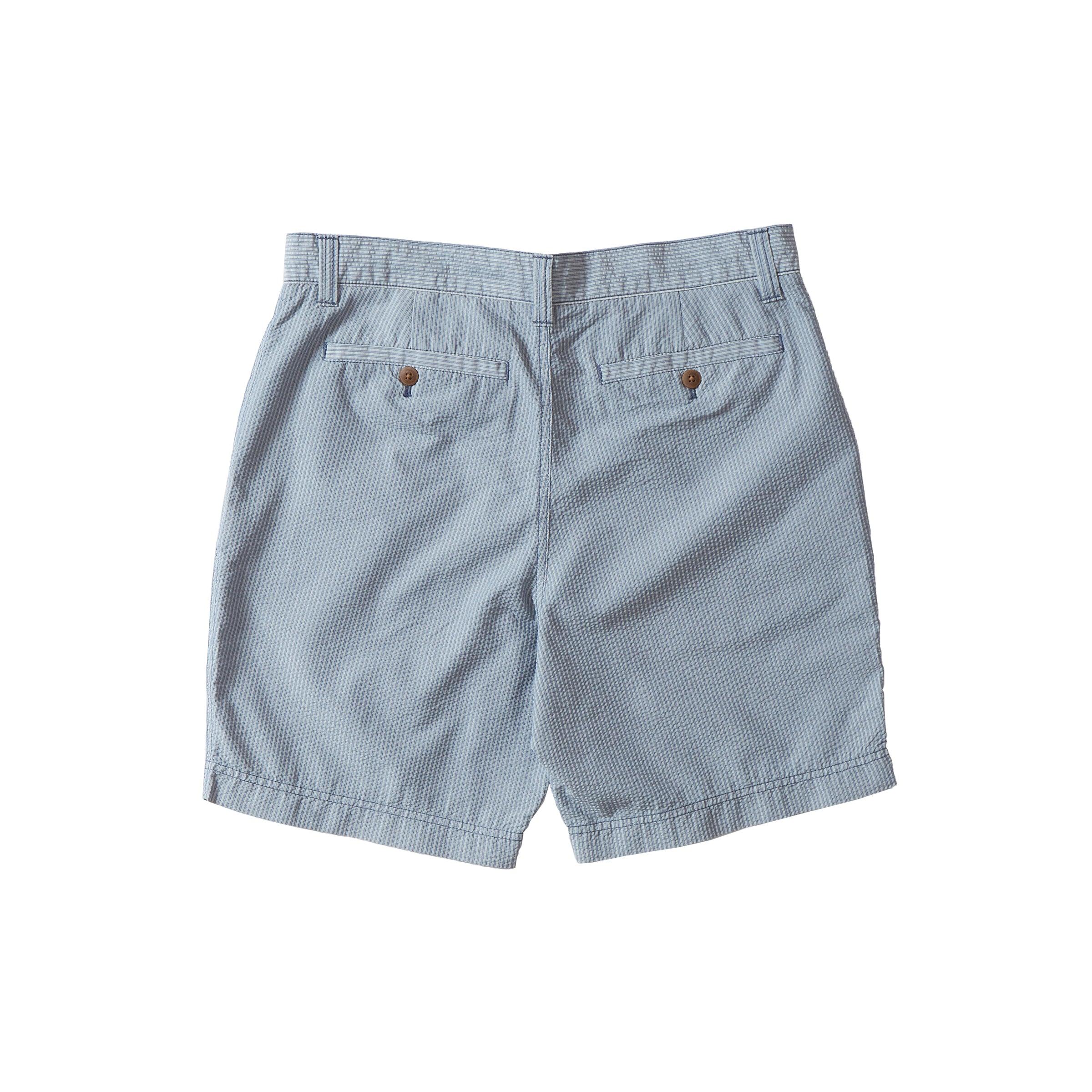 Seersucker Drawcord Shorts - Navy Stripe * Product Image