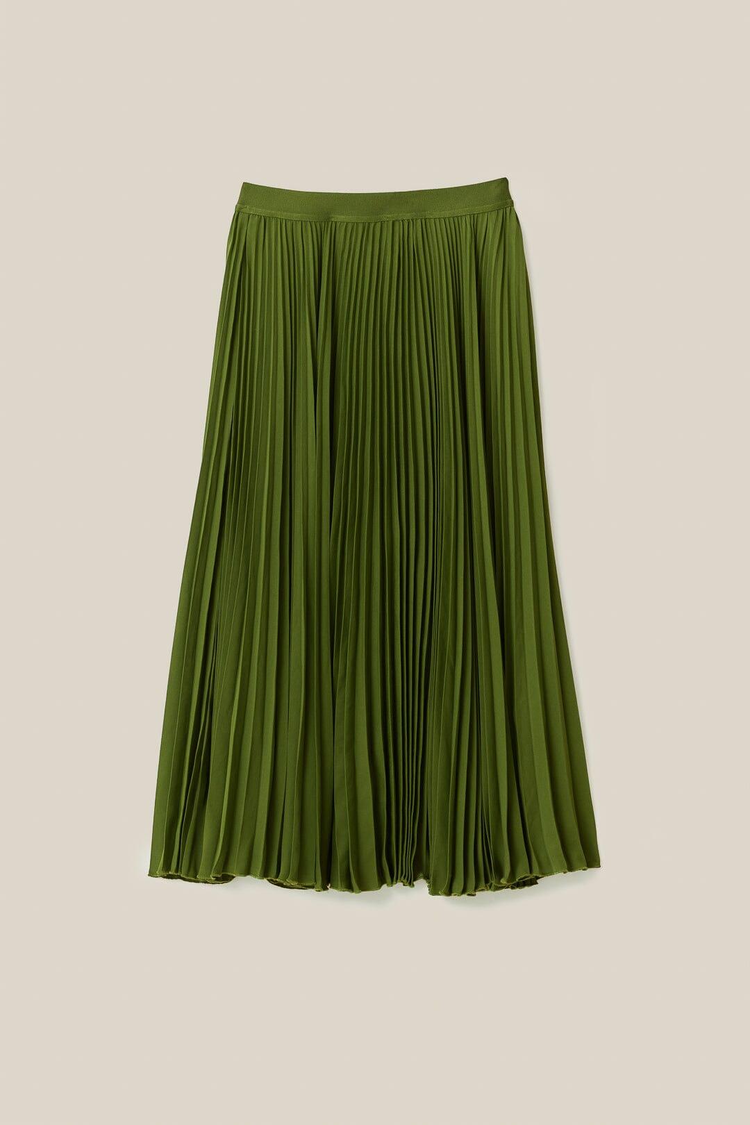 Green Pleated Maxi Skirt Product Image