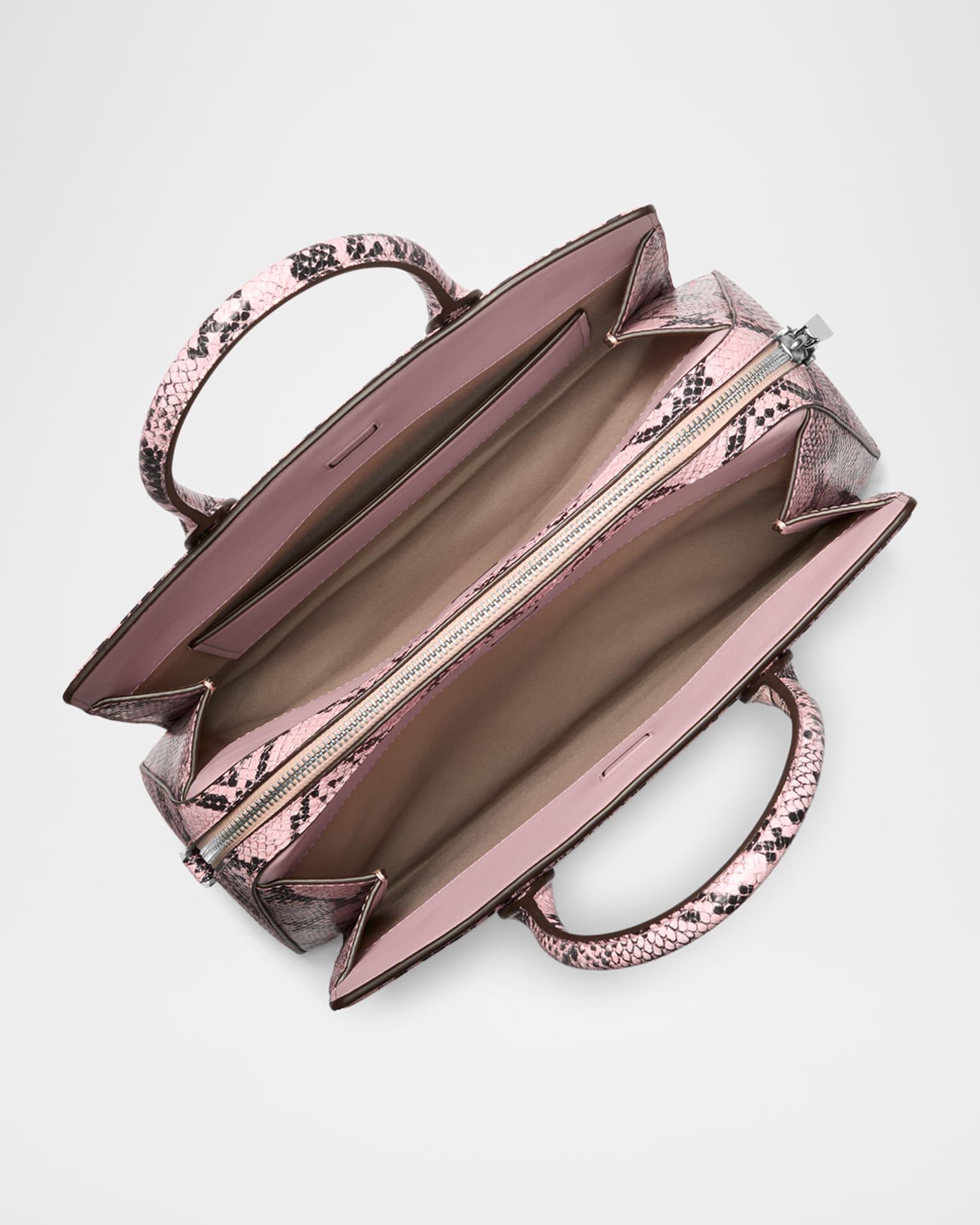 Laila Medium Snake-Print Leather Satchel Bag Product Image