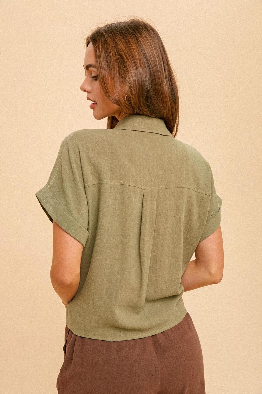 Olive Boxy Shirt Product Image
