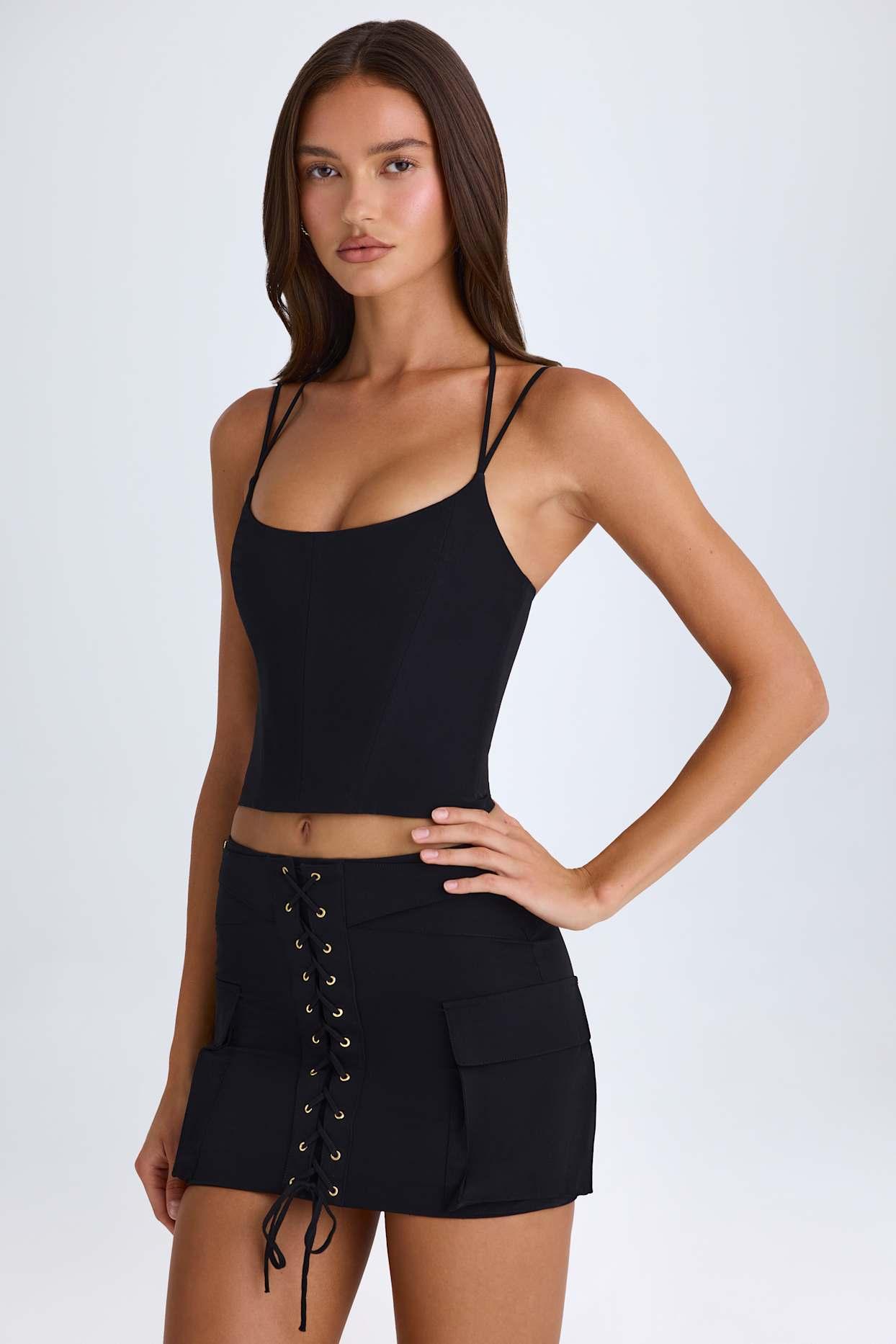 Halterneck Corset Top in Black Product Image