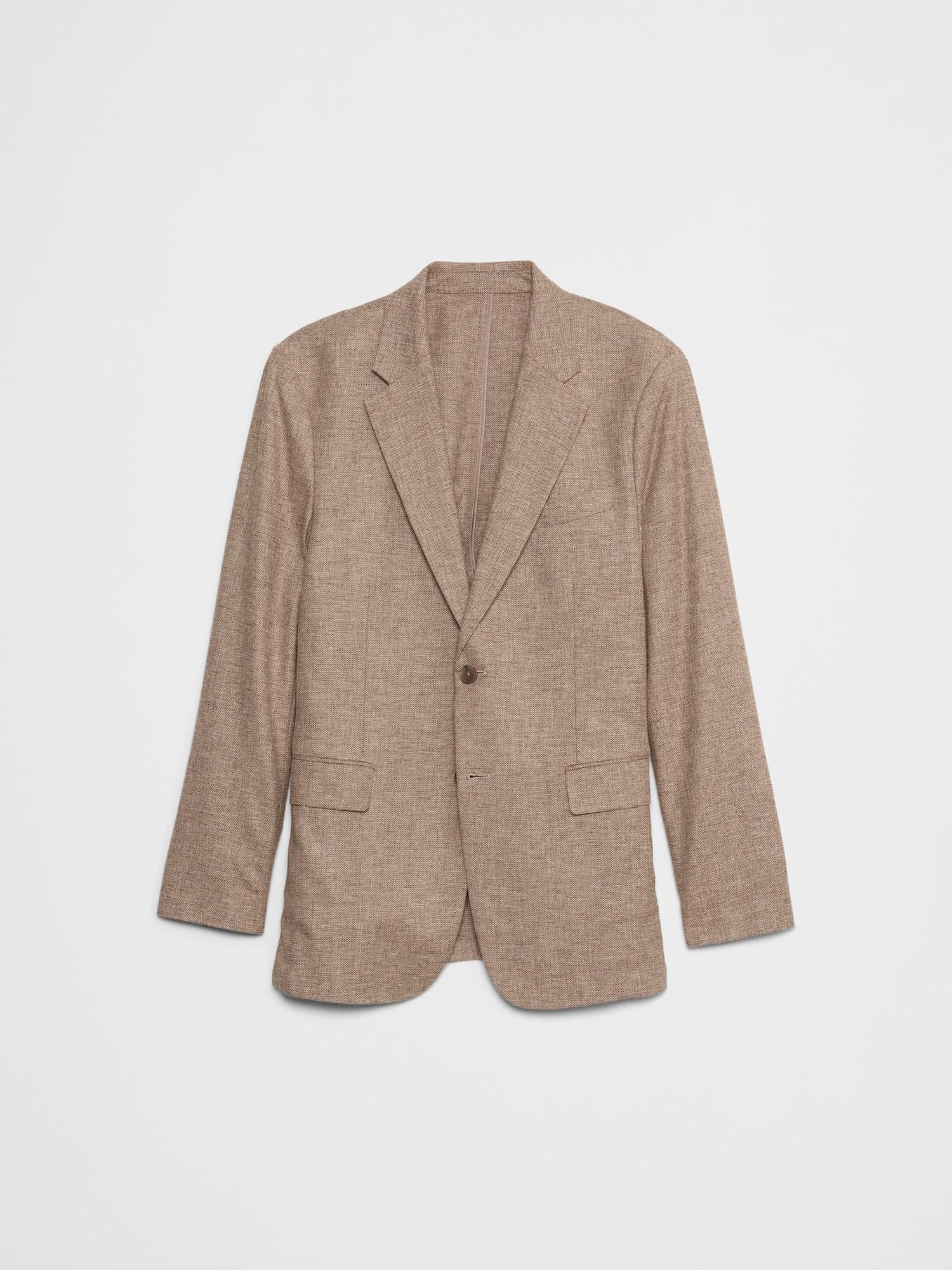 Tailored-Fit Linen-Blend Herringbone Suit Jacket Product Image