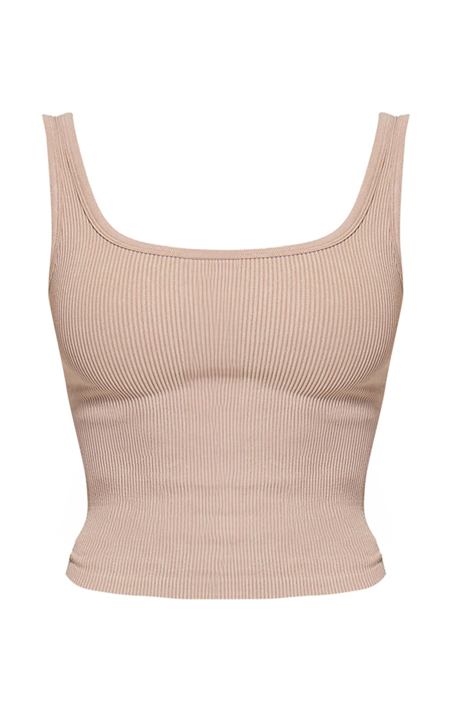 Stone Faded Snatched Rib Scoop Neck Vest Top Product Image