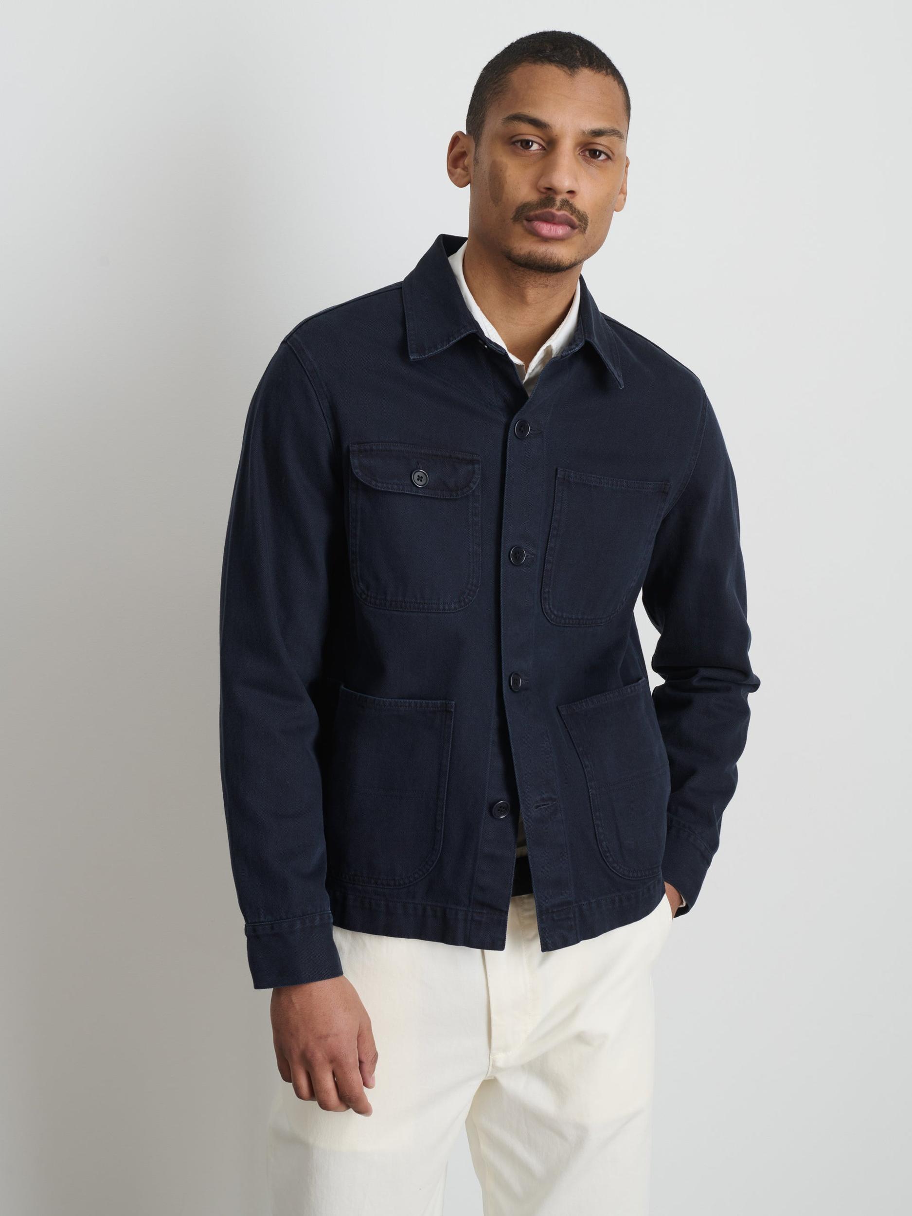 Garment Dyed Work Jacket in Recycled Denim Product Image