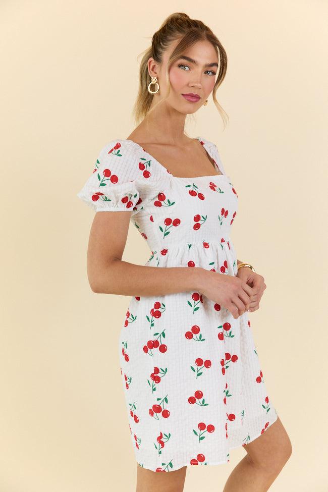 One Day At A Time Cherry Print Mini Dress FINAL SALE Product Image