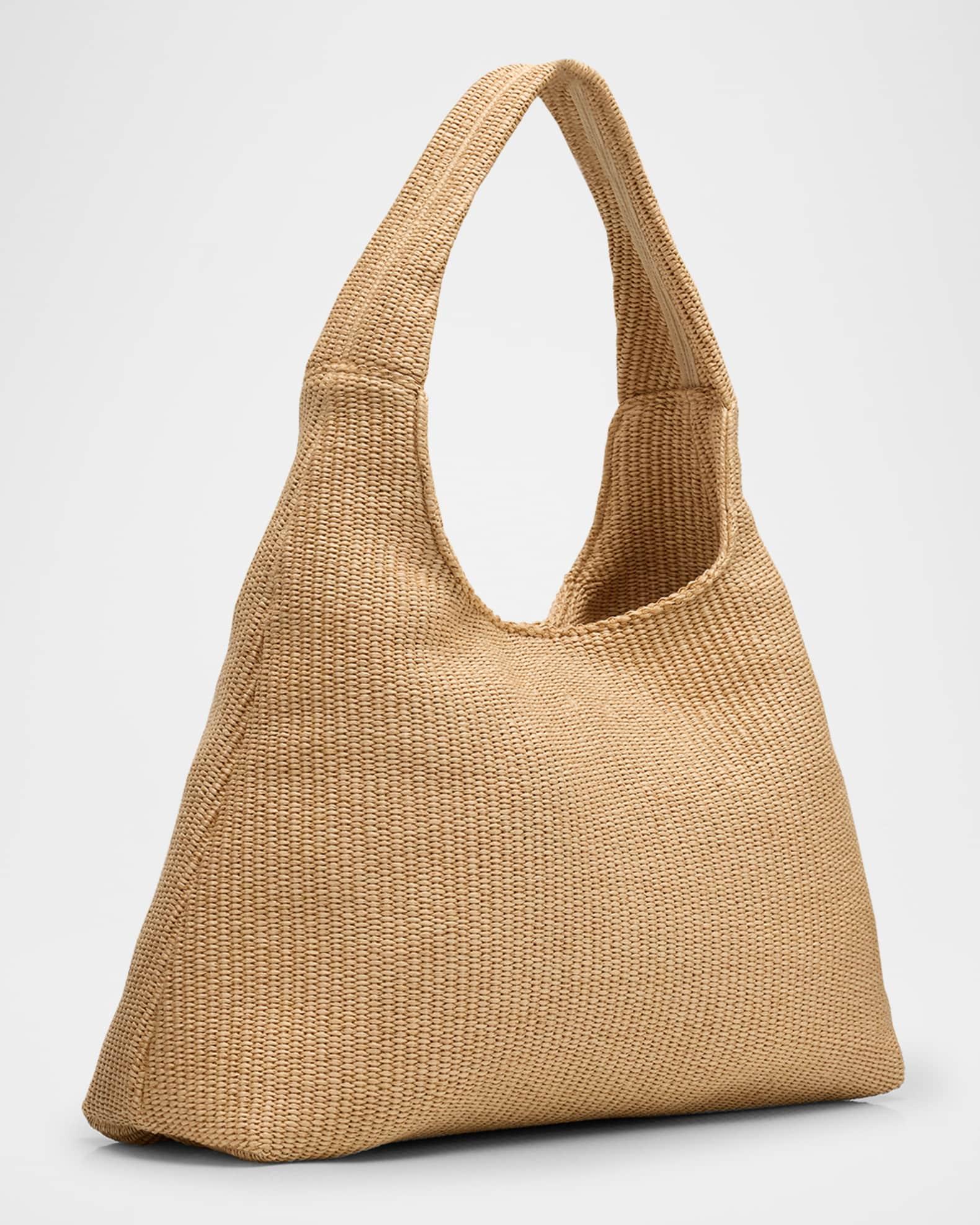 Beach Logo-Embroidered Raffia Hobo Bag Product Image