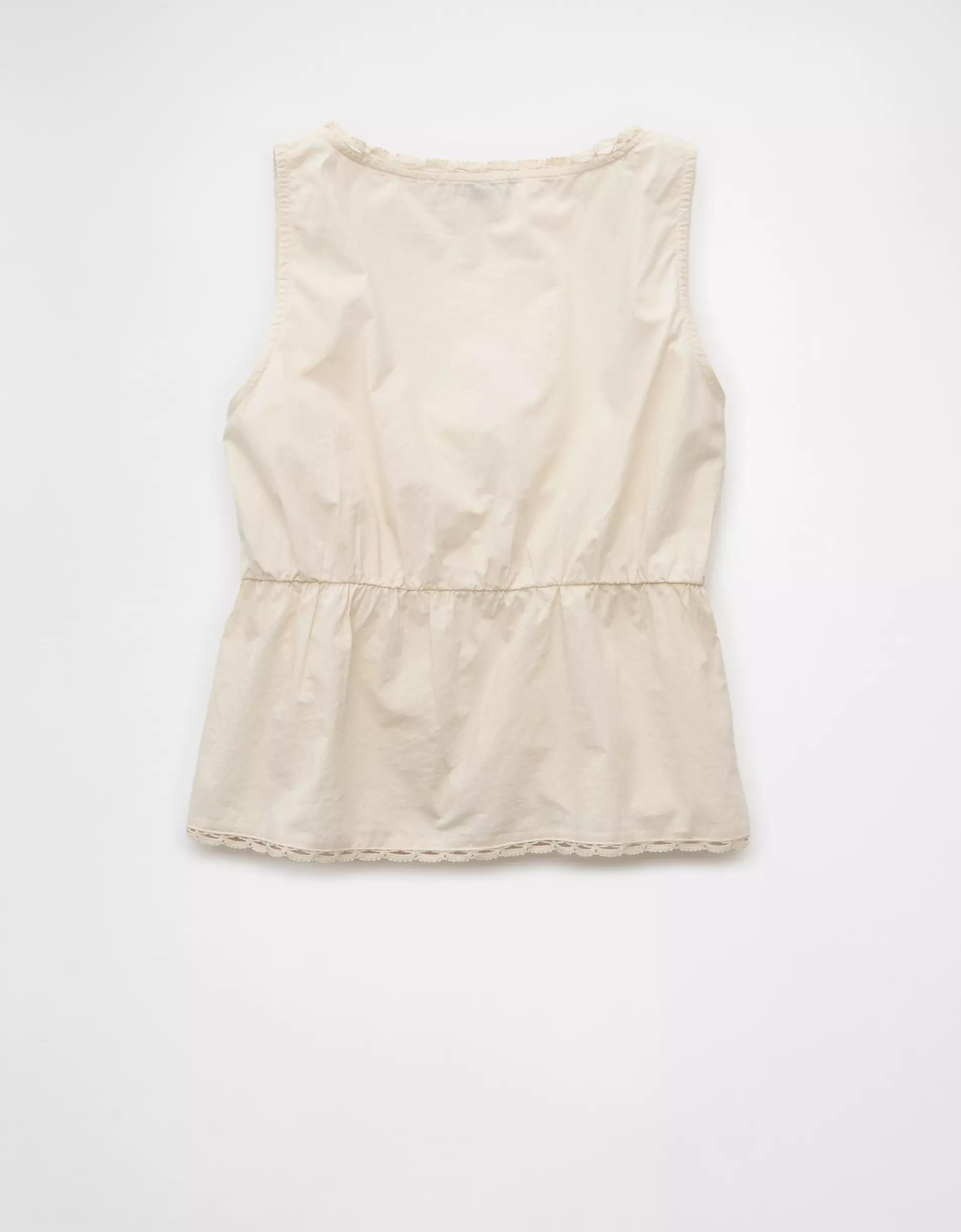 AE Tie Front Scoop Neck Flyaway Tank Top Product Image