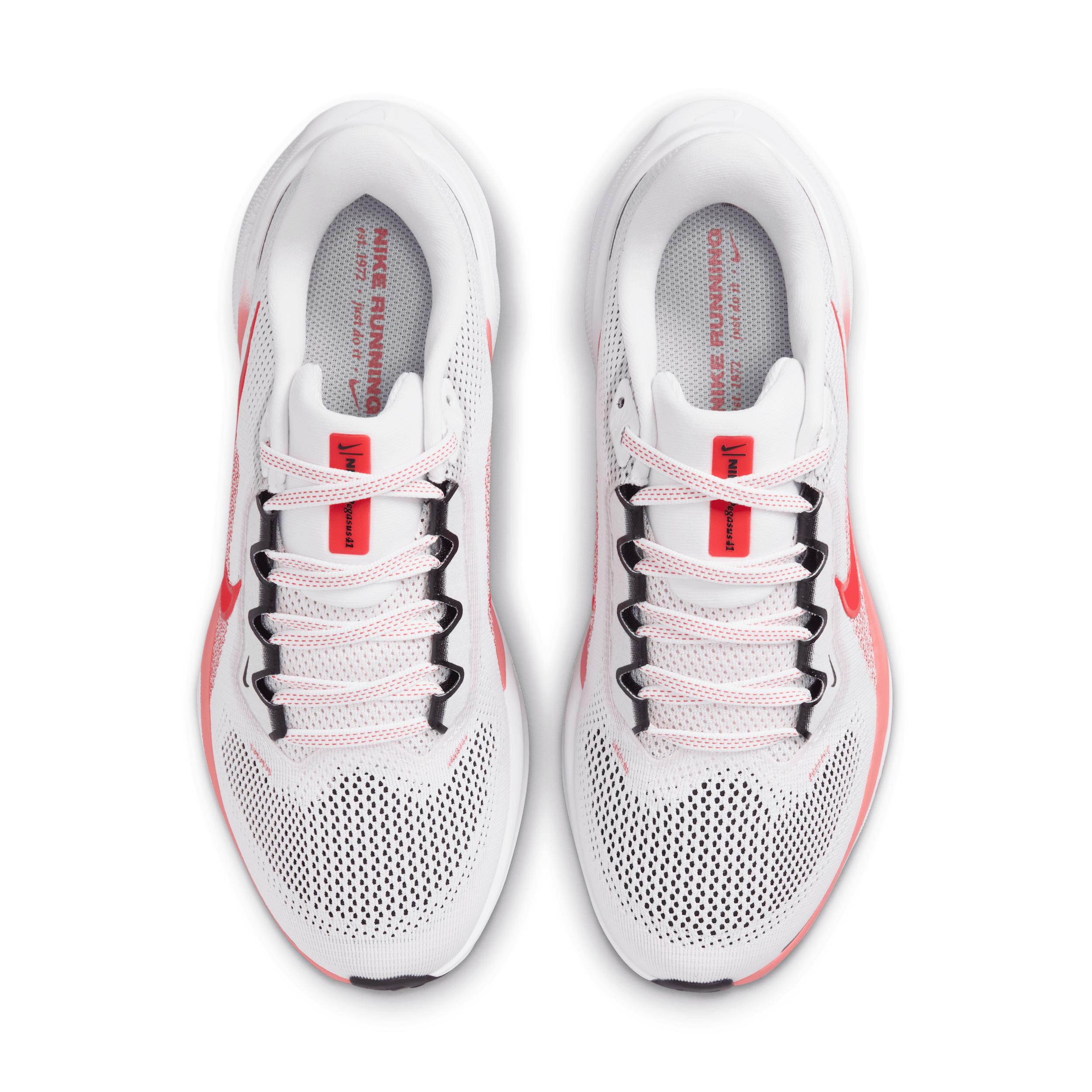 Nike Womens Pegasus 41 Running Shoes in White/Bright Crimson/Magic Ember Product Image