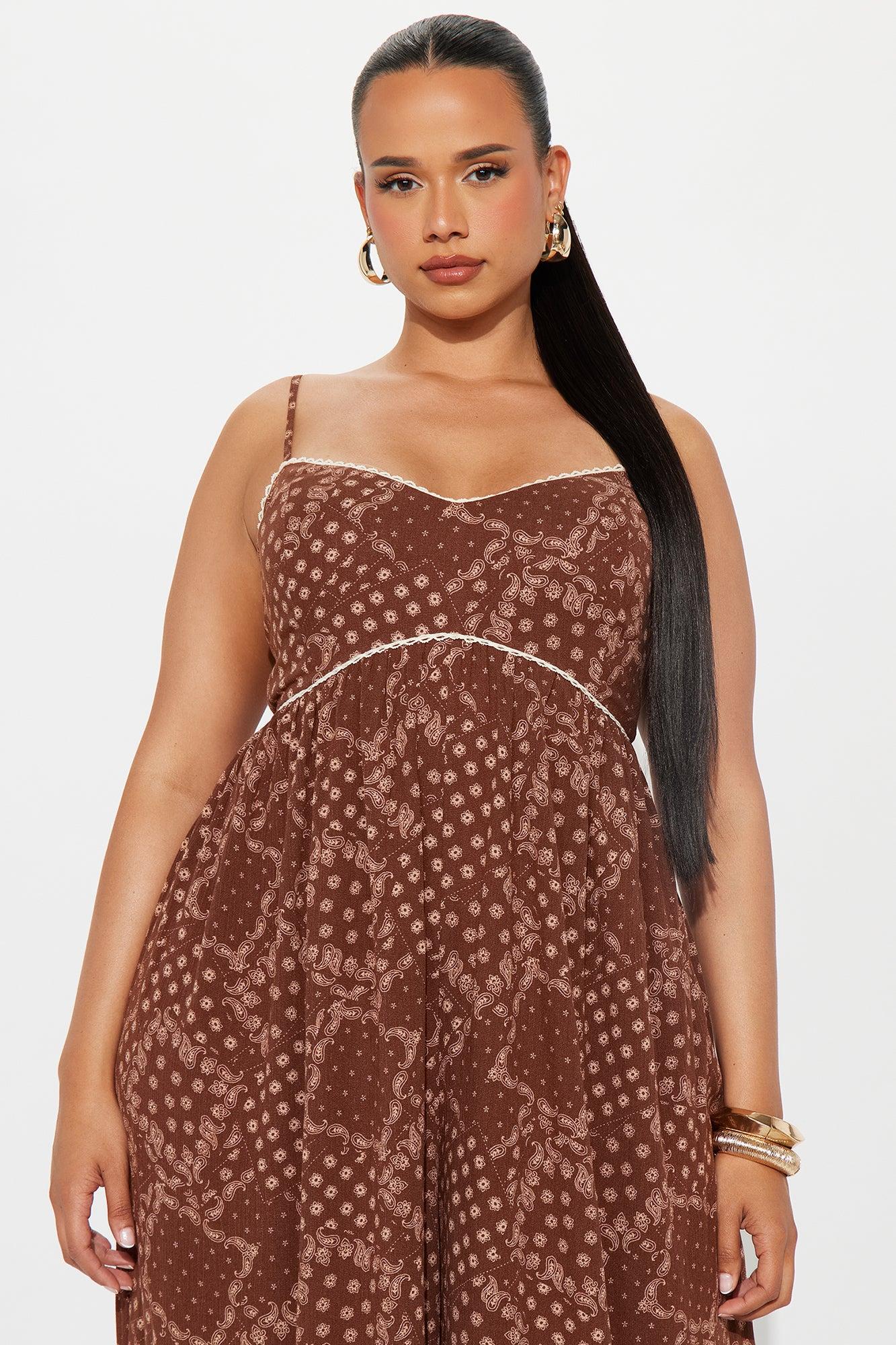 Bethany Gauze Wide Leg Jumpsuit - Brown/combo Female Product Image