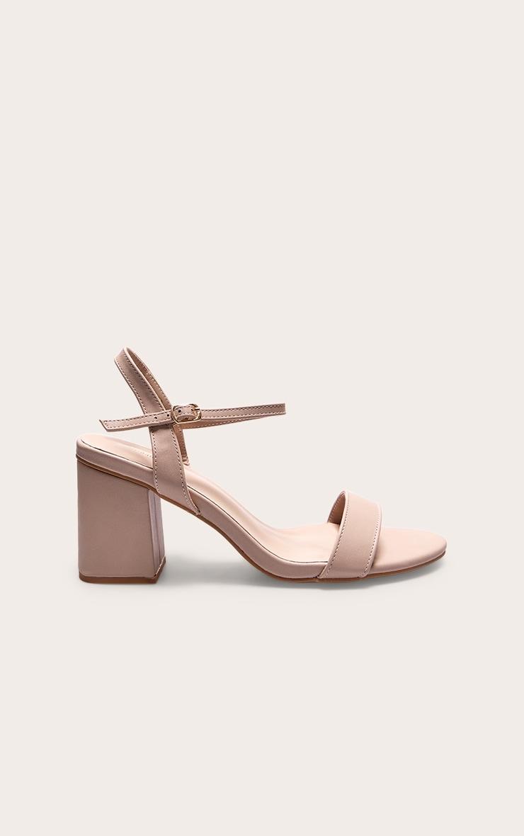 Nude PU Basic Strap Detail Low Heeled Sandals Product Image