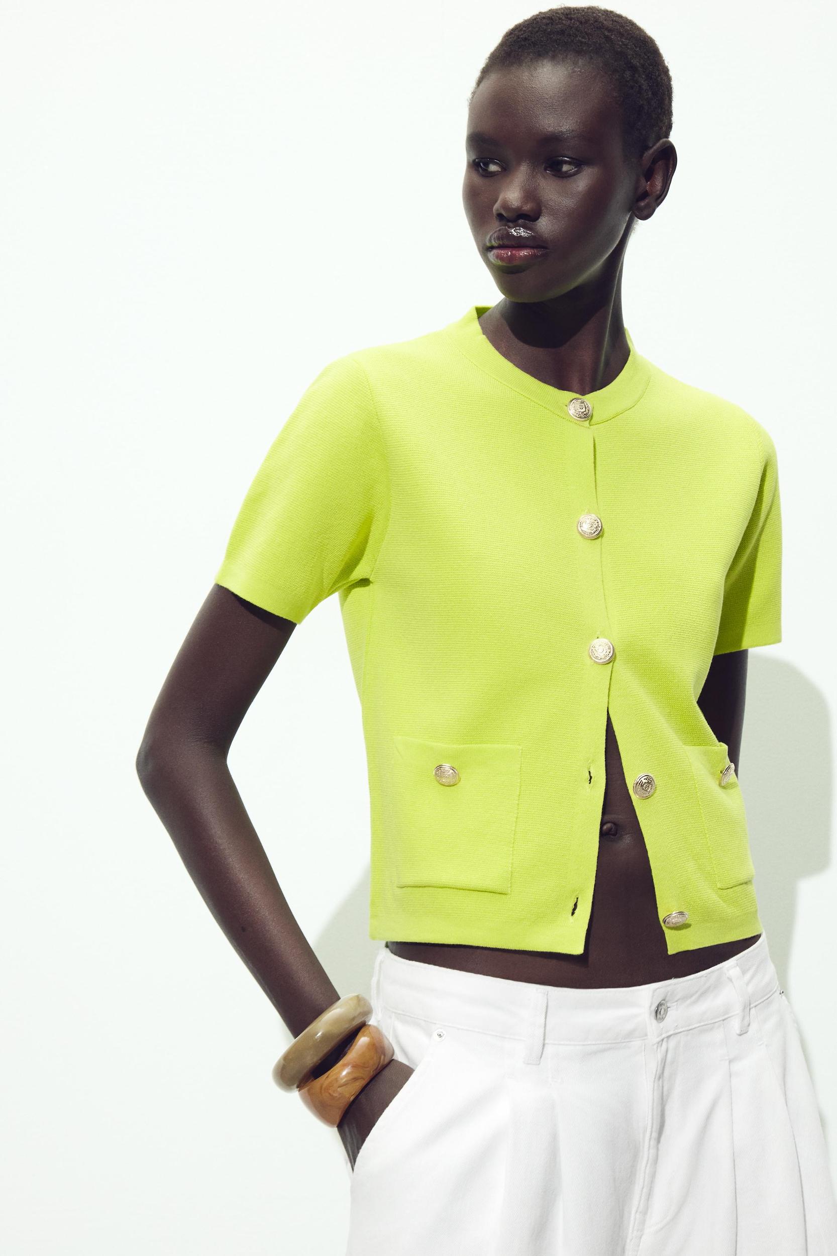 SHORT SLEEVE KNIT CARDIGAN Product Image