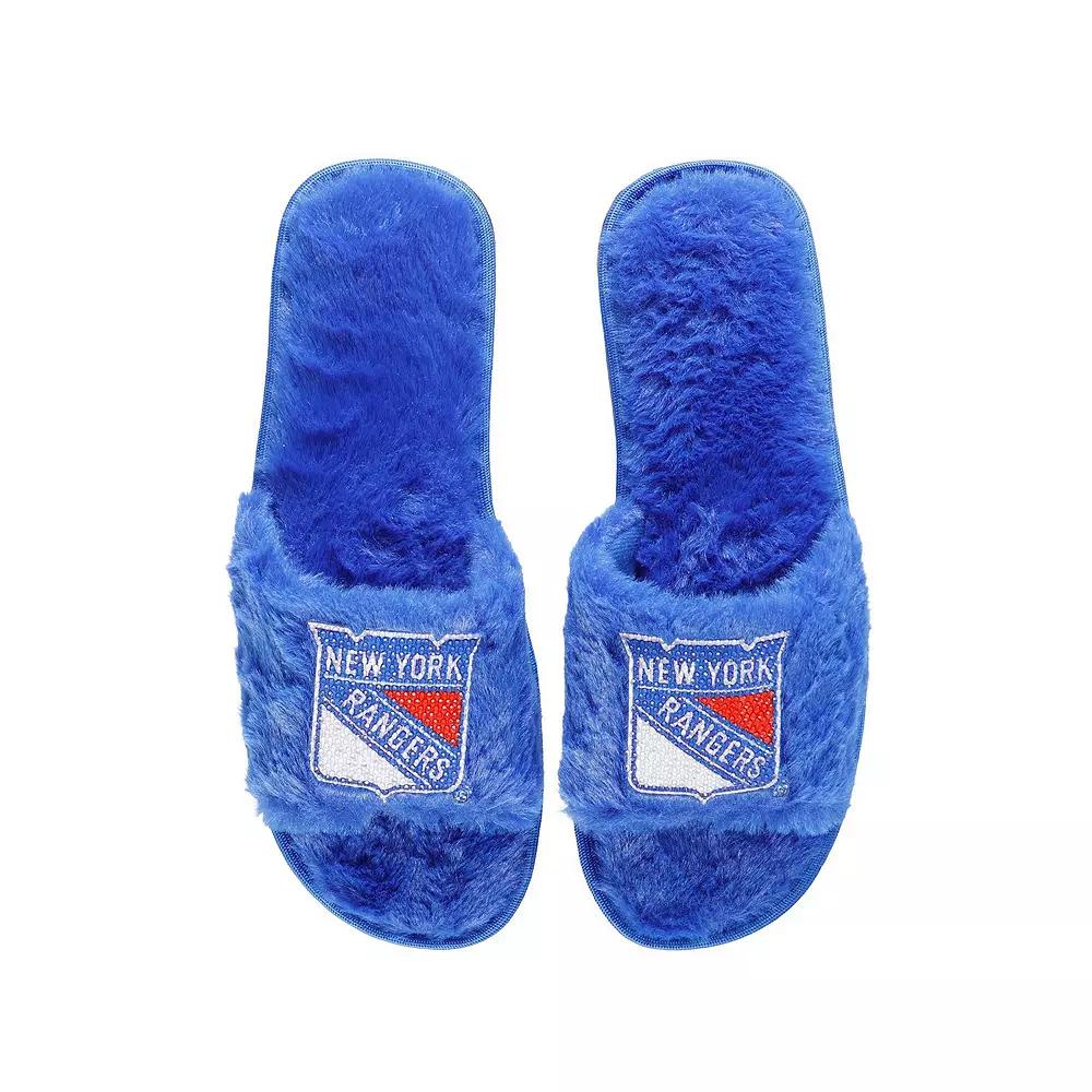 Women's FOCO Royal New York Rangers Rhinestone Fuzzy Slippers, Size: XL, Ran Blue Product Image