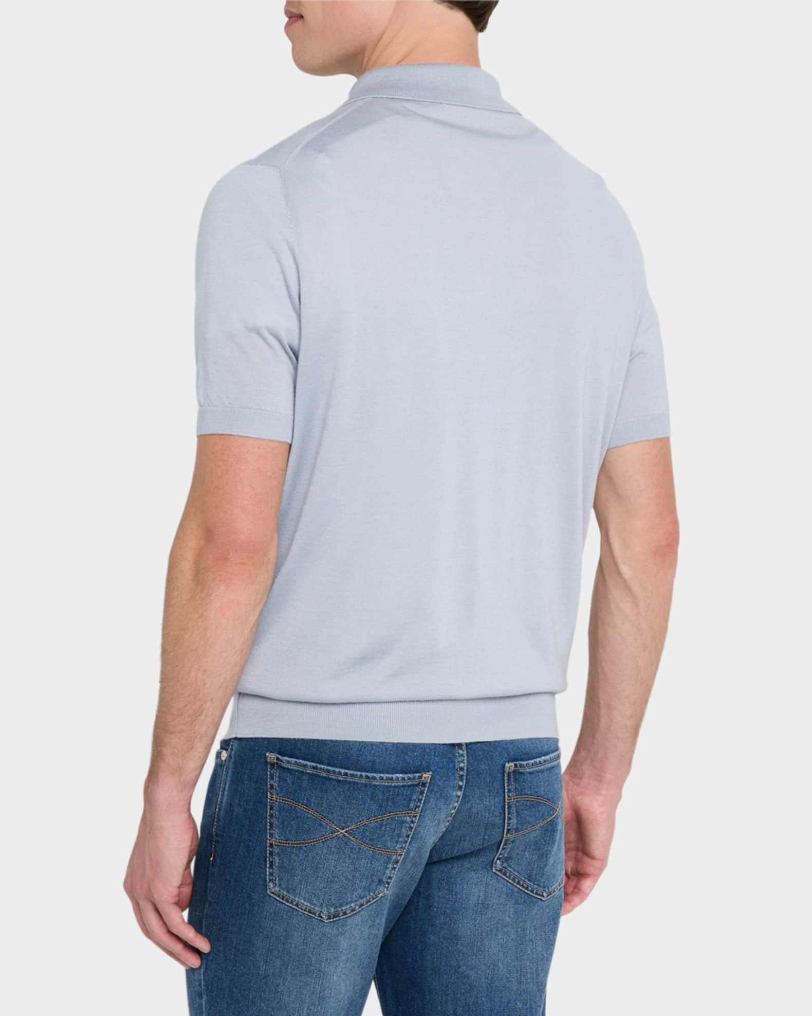 Men's Cashmere and Silk Short-Sleeve Polo Sweater Product Image
