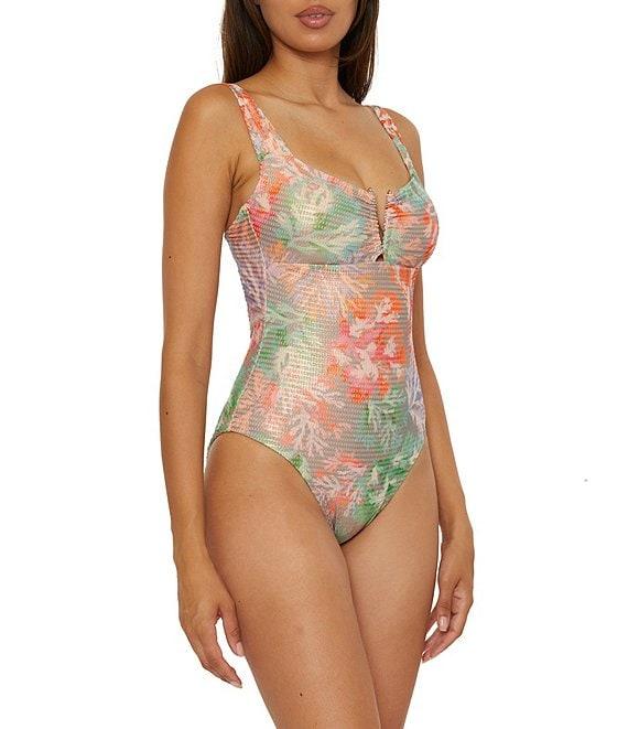 Becca By Rebecca Virtue Coral Reef Viviana V-Wire Tie Back One Piece Swimsuit Product Image