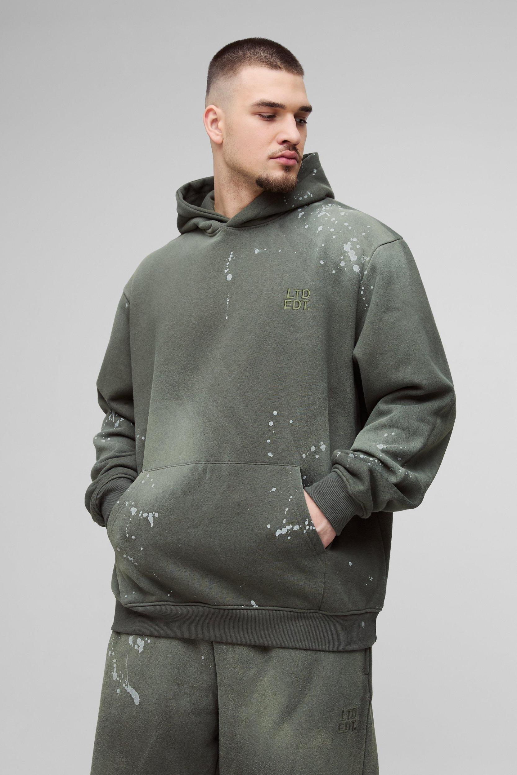 Tall Oversized Embroidered Spray Wash Wide Fit Boxer Sweatpants Tracksuit | boohooMAN USA Product Image