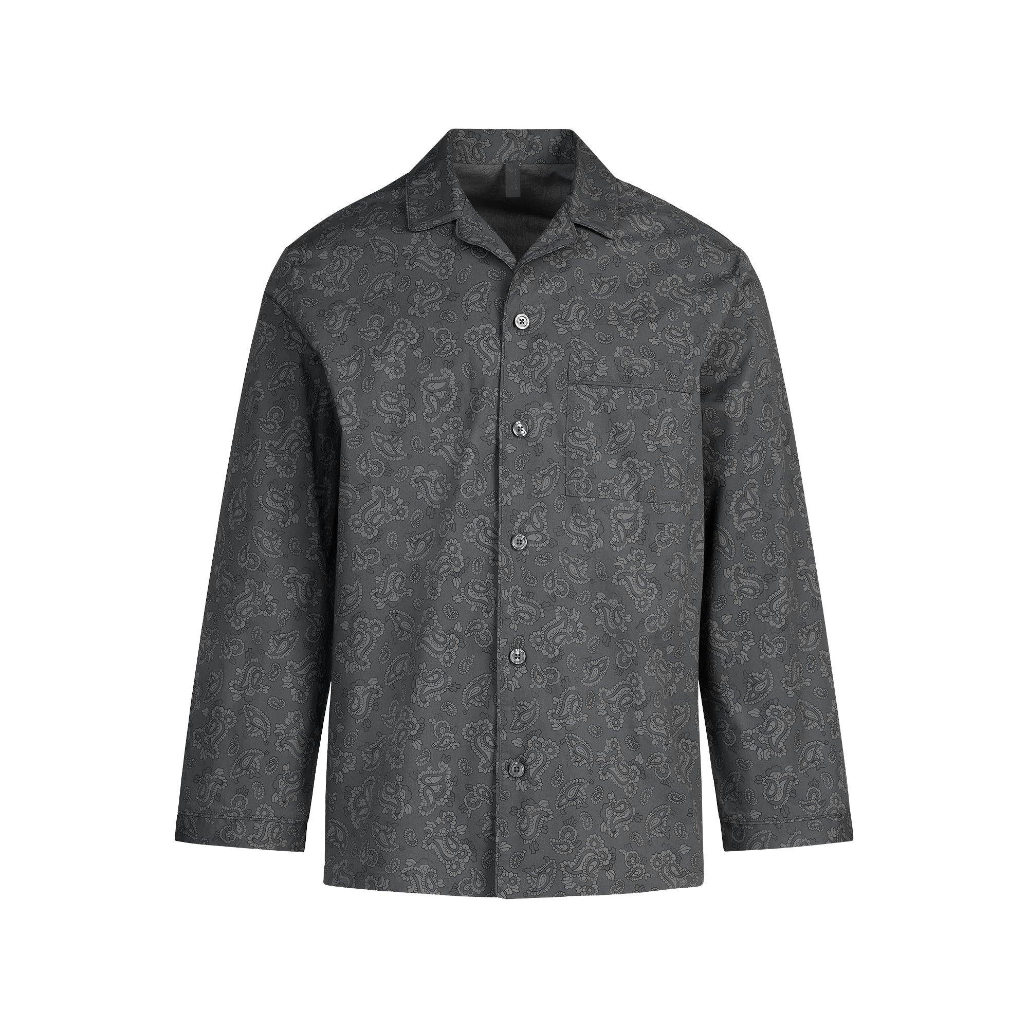 COTTON POPLIN MENS LONG SLEEP SET | ASH PAISLEY PRINT Product Image