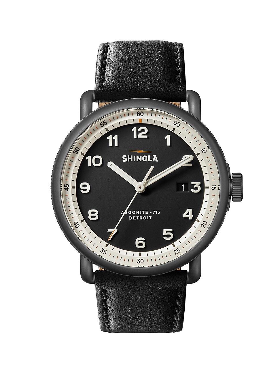 Mens The Canfield Model C56 Stainless Steel & Leather Strap Watch Product Image