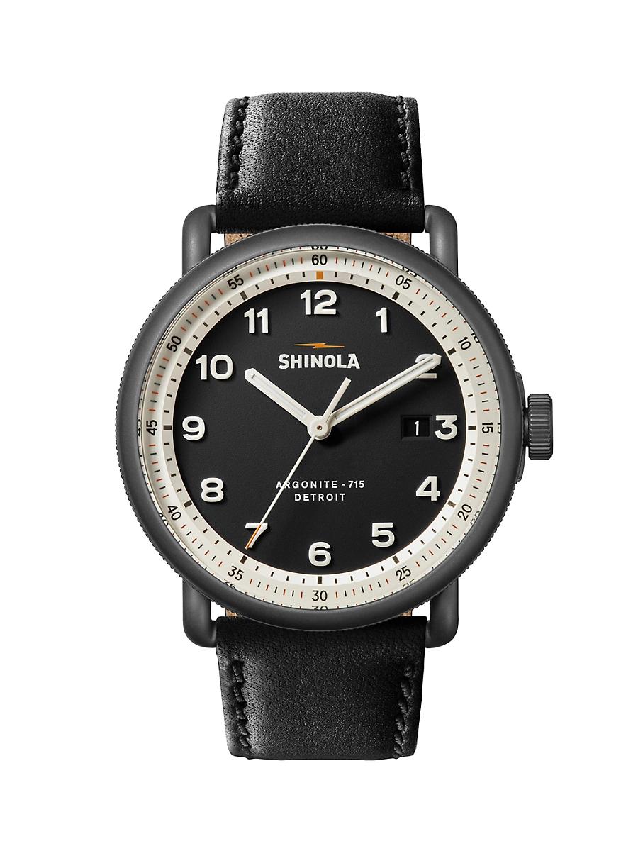 Mens The Canfield Model C56 Stainless Steel & Leather Strap Watch Product Image