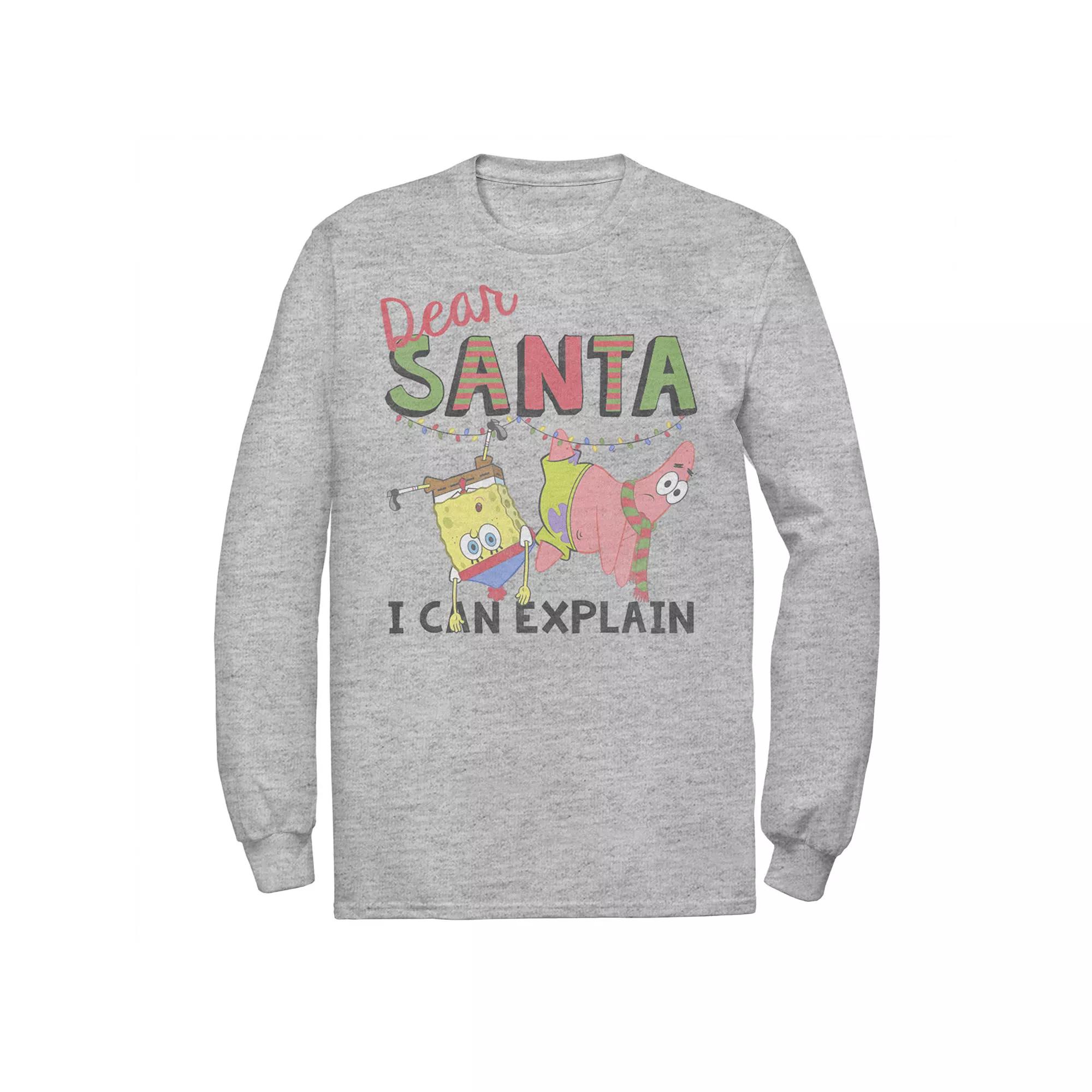 Men's Nickelodeon SpongeBob SquarePants Santa I Can Explain Long Sleeve Graphic Tee,  Product Image